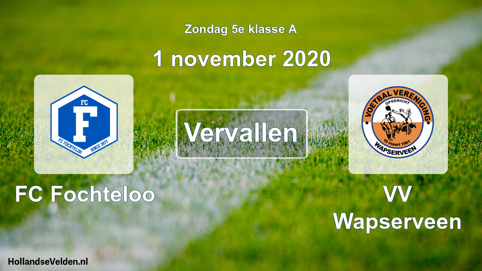 Scheduled Match: FC Fochteloo - VV Wapserveen (1 November 2020)