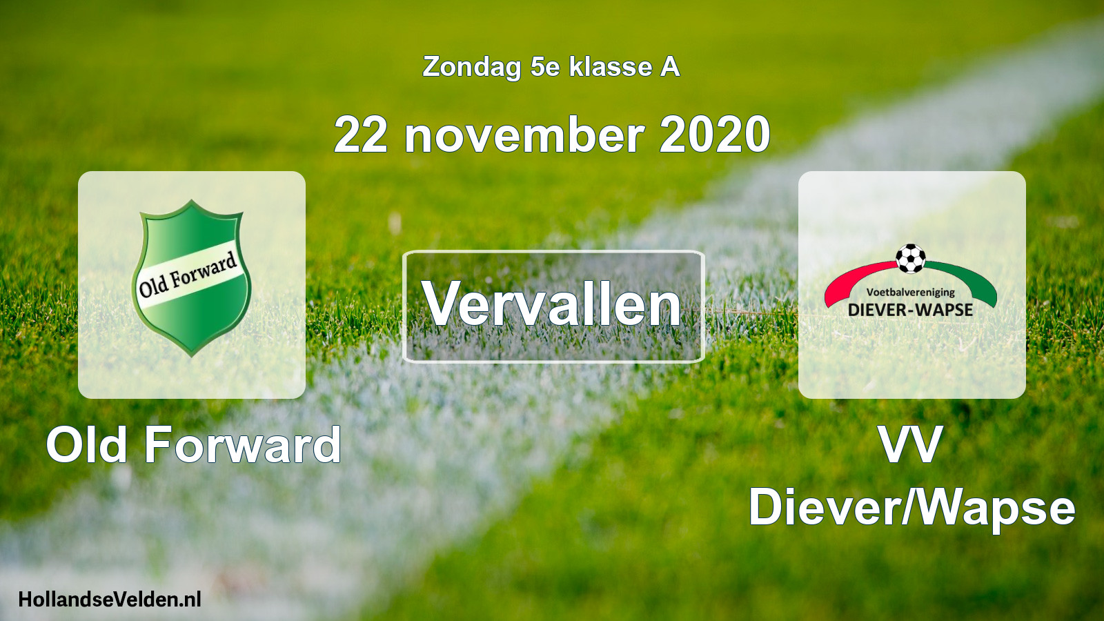 Scheduled Match: Old Forward - VV Diever/Wapse (22 November 2020)