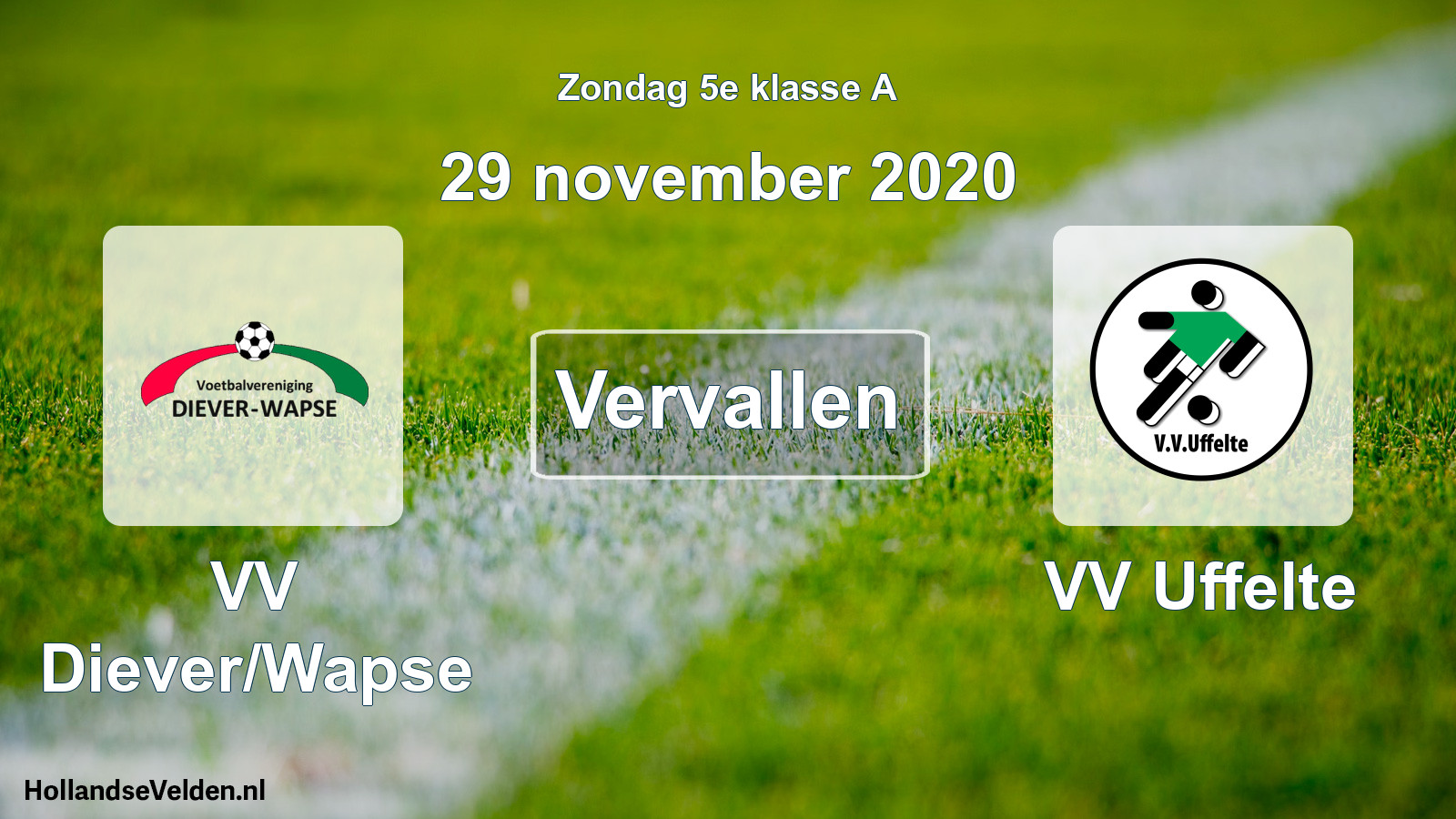 Scheduled Match: VV Diever/Wapse - VV Uffelte (29 November 2020)