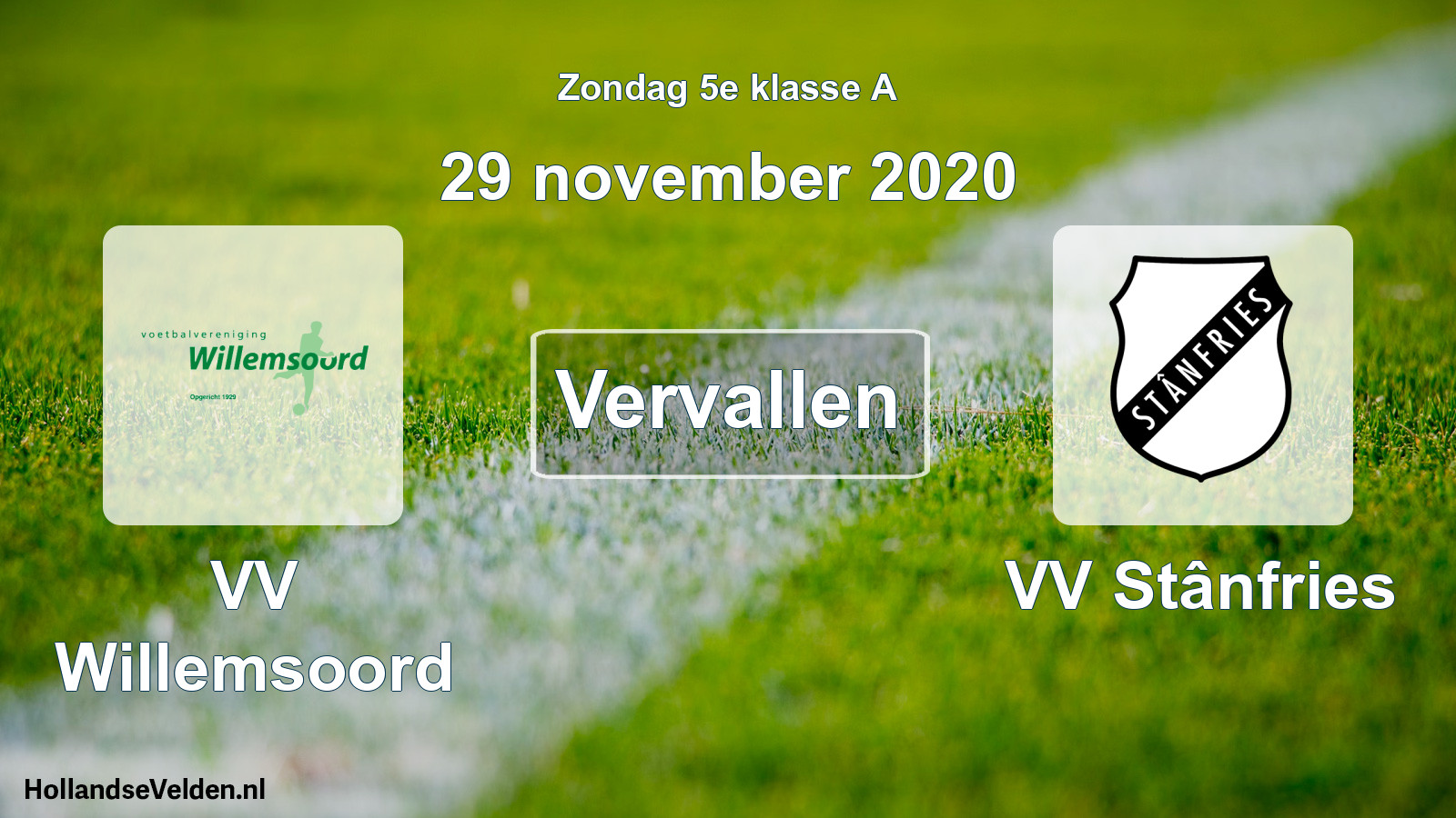 Scheduled Match: VV Willemsoord - VV Stânfries (29 November 2020)