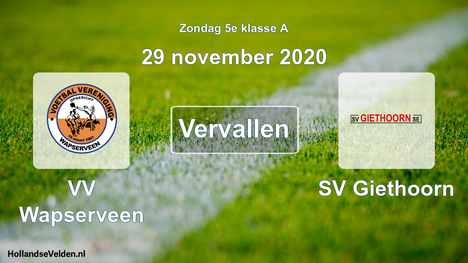 Scheduled Match: VV Wapserveen - SV Giethoorn (29 November 2020)
