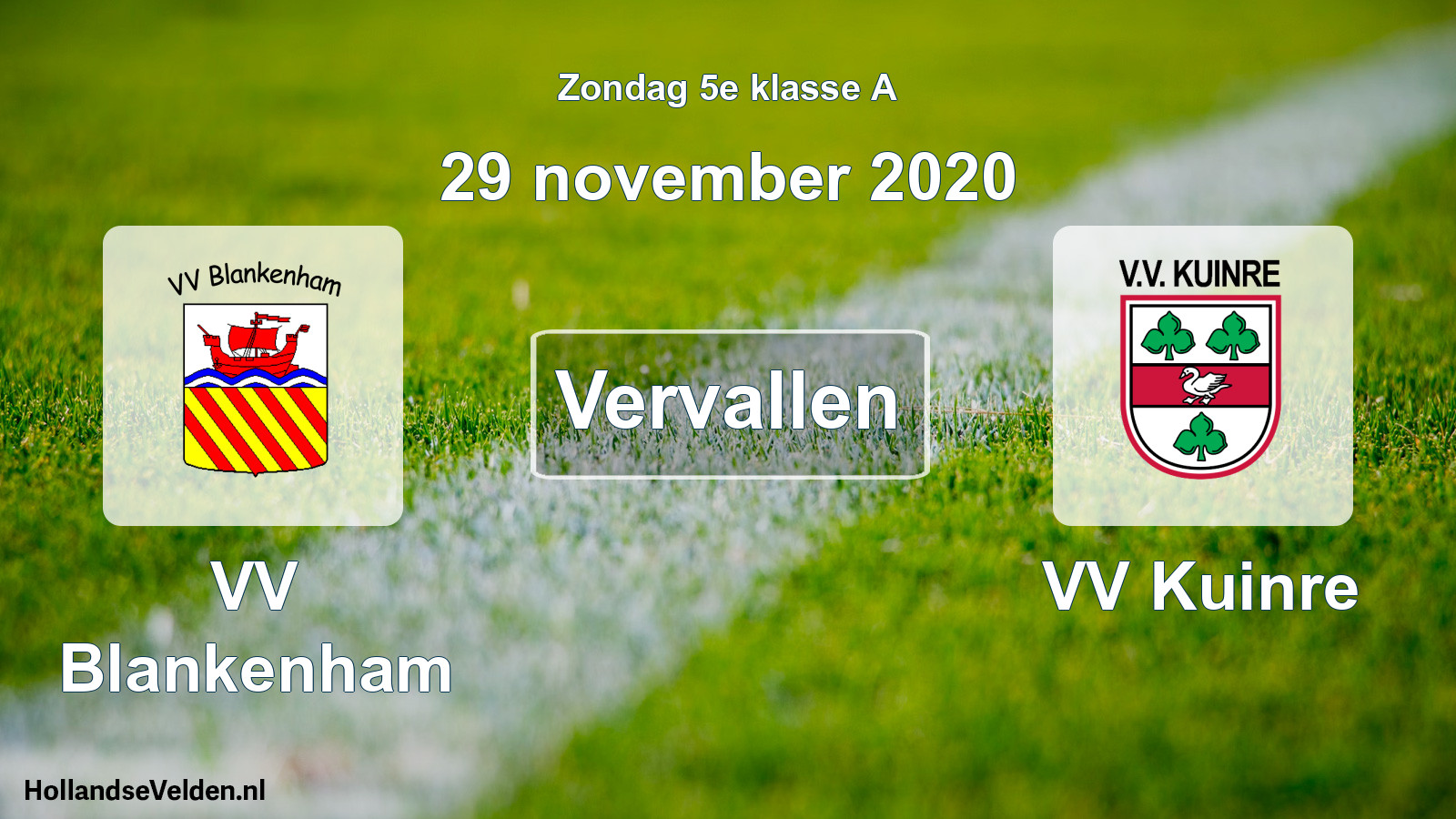 Scheduled Match: VV Blankenham - VV Kuinre (29 November 2020)