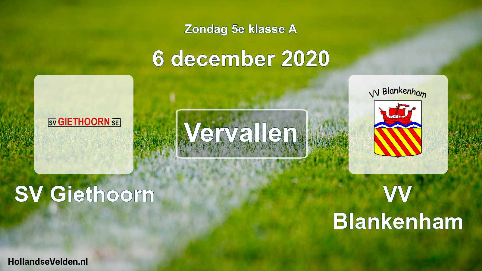 Scheduled Match: SV Giethoorn - VV Blankenham (6 December 2020)