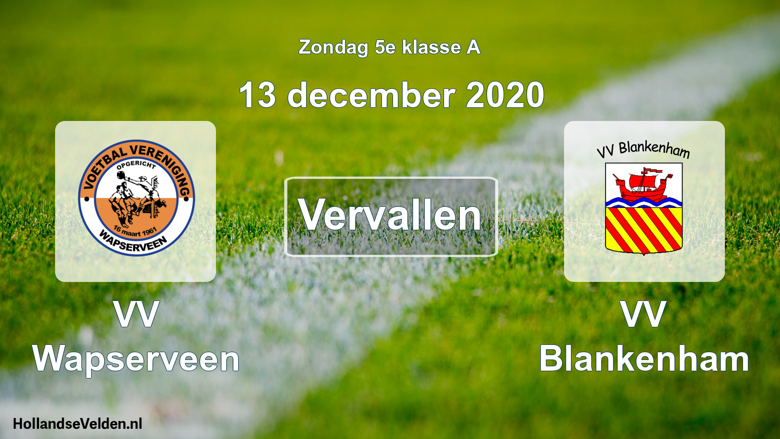 Scheduled Match: VV Wapserveen - VV Blankenham (13 December 2020)