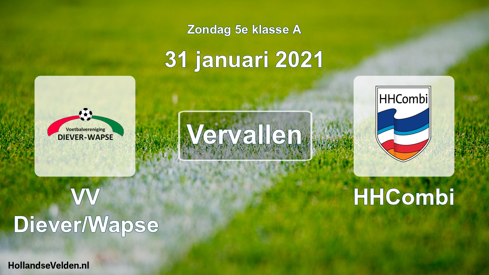 Scheduled Match: VV Diever/Wapse - HHCombi (31 January 2021)