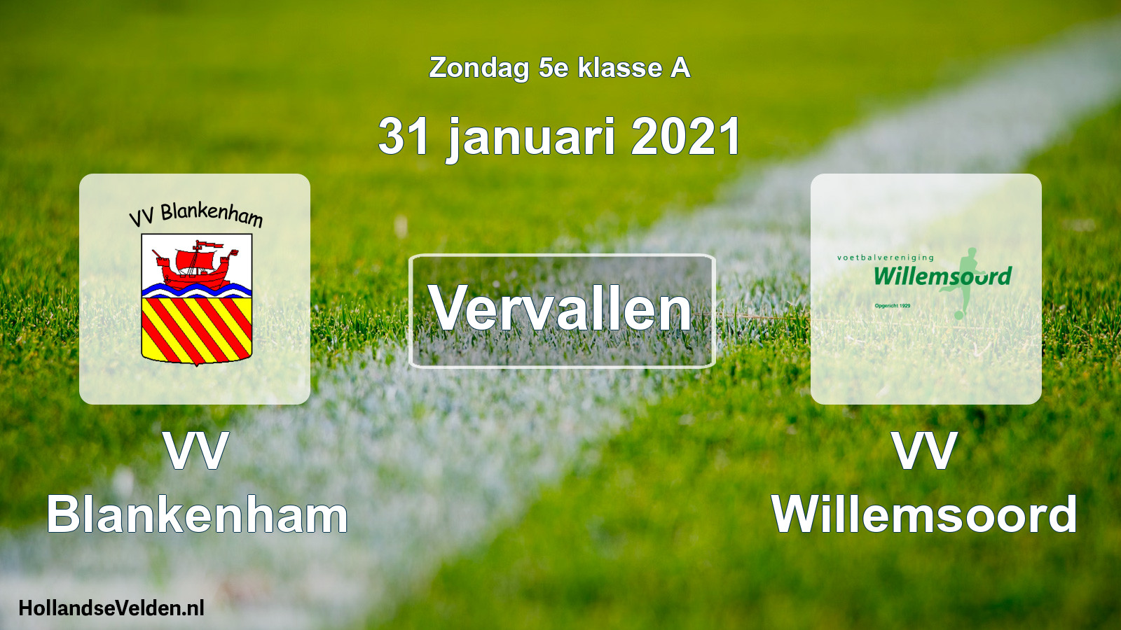 Scheduled Match: VV Blankenham - VV Willemsoord (31 January 2021)