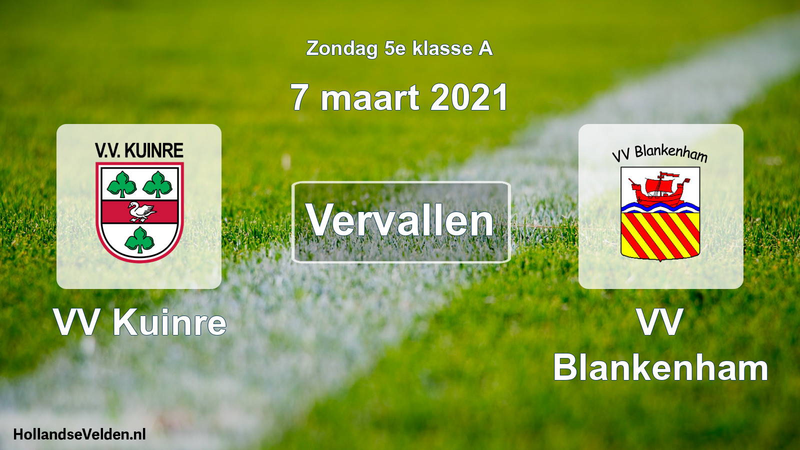 Scheduled Match: VV Kuinre - VV Blankenham (7 March 2021)