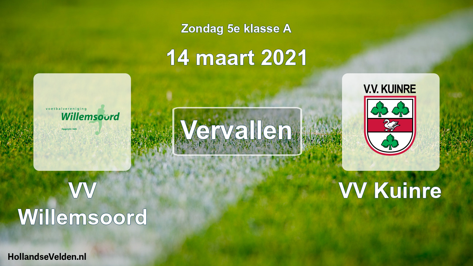 Scheduled Match: VV Willemsoord - VV Kuinre (14 March 2021)