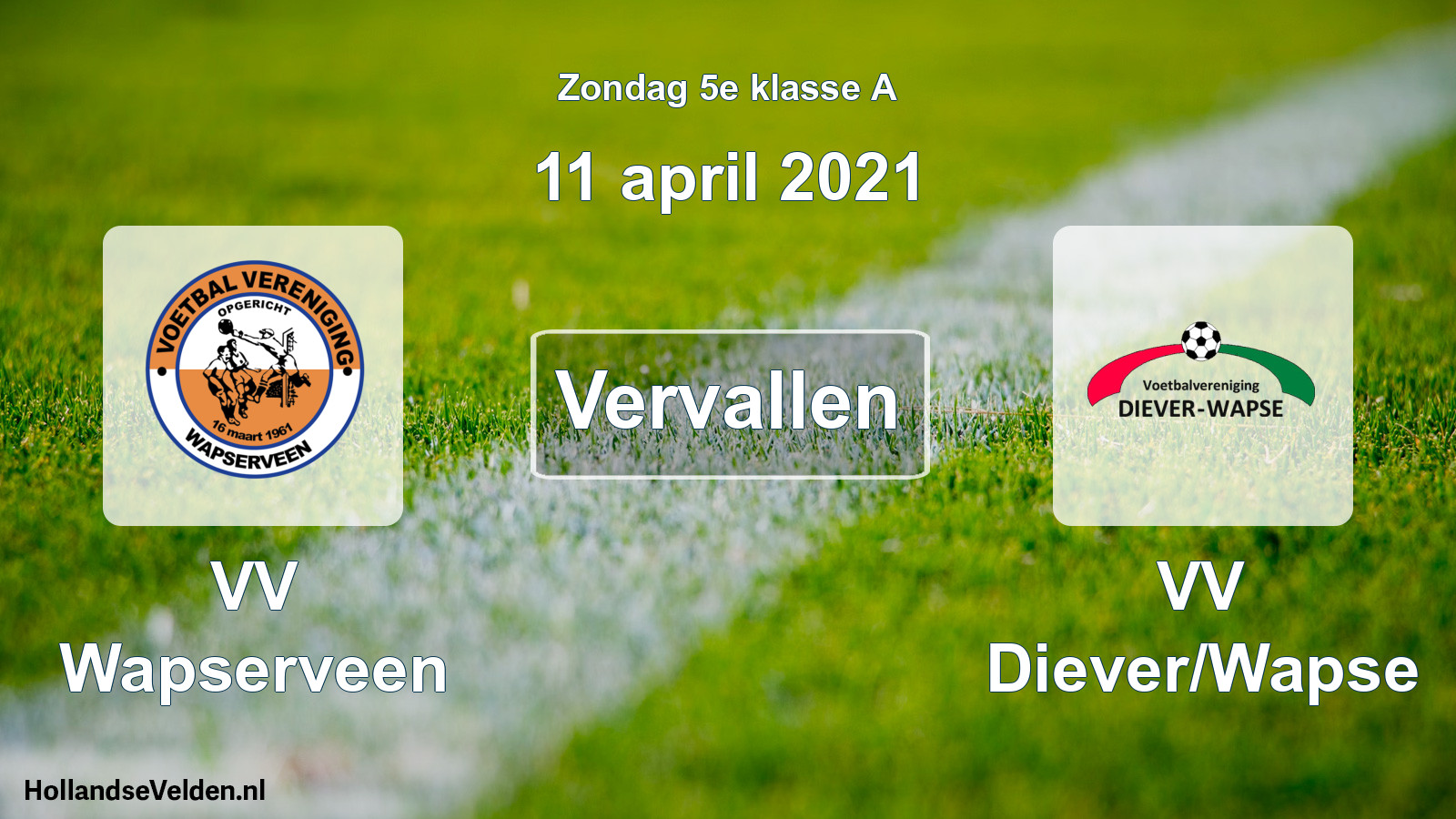 Scheduled Match: VV Wapserveen - VV Diever/Wapse (11 April 2021)