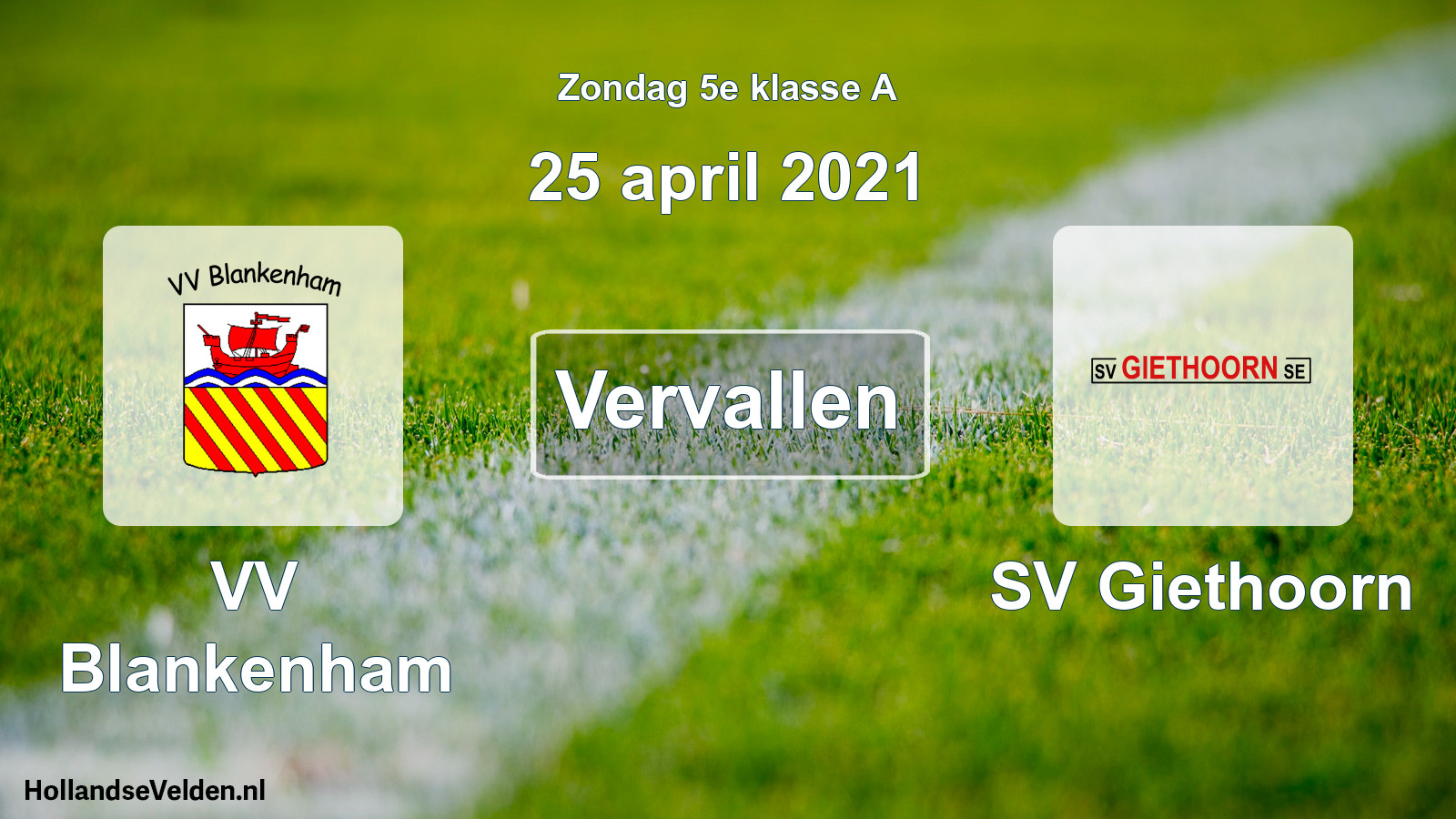 Scheduled Match: VV Blankenham - SV Giethoorn (25 April 2021)