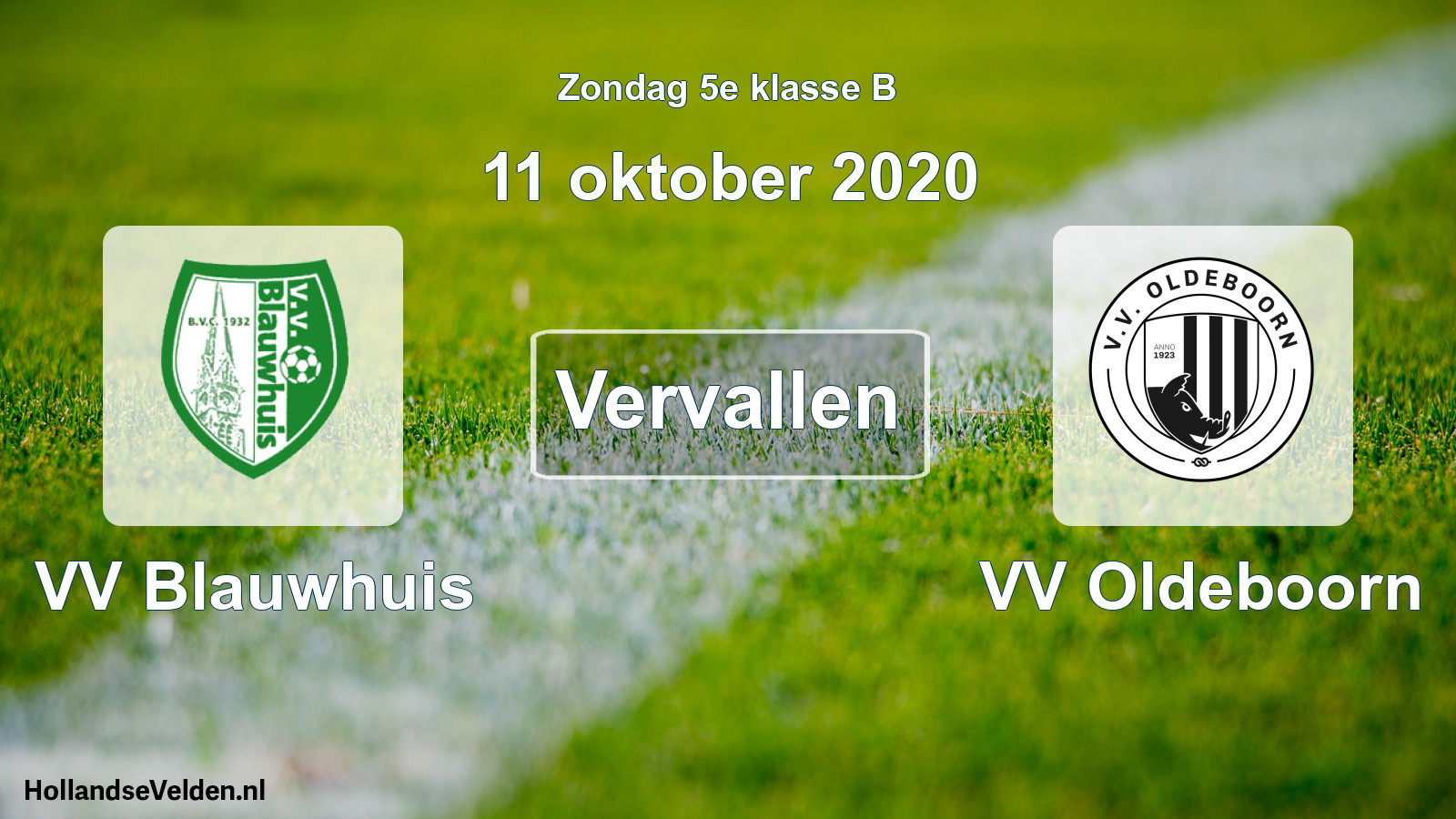 Scheduled Match: VV Blauwhuis - VV Oldeboorn (11 October 2020)