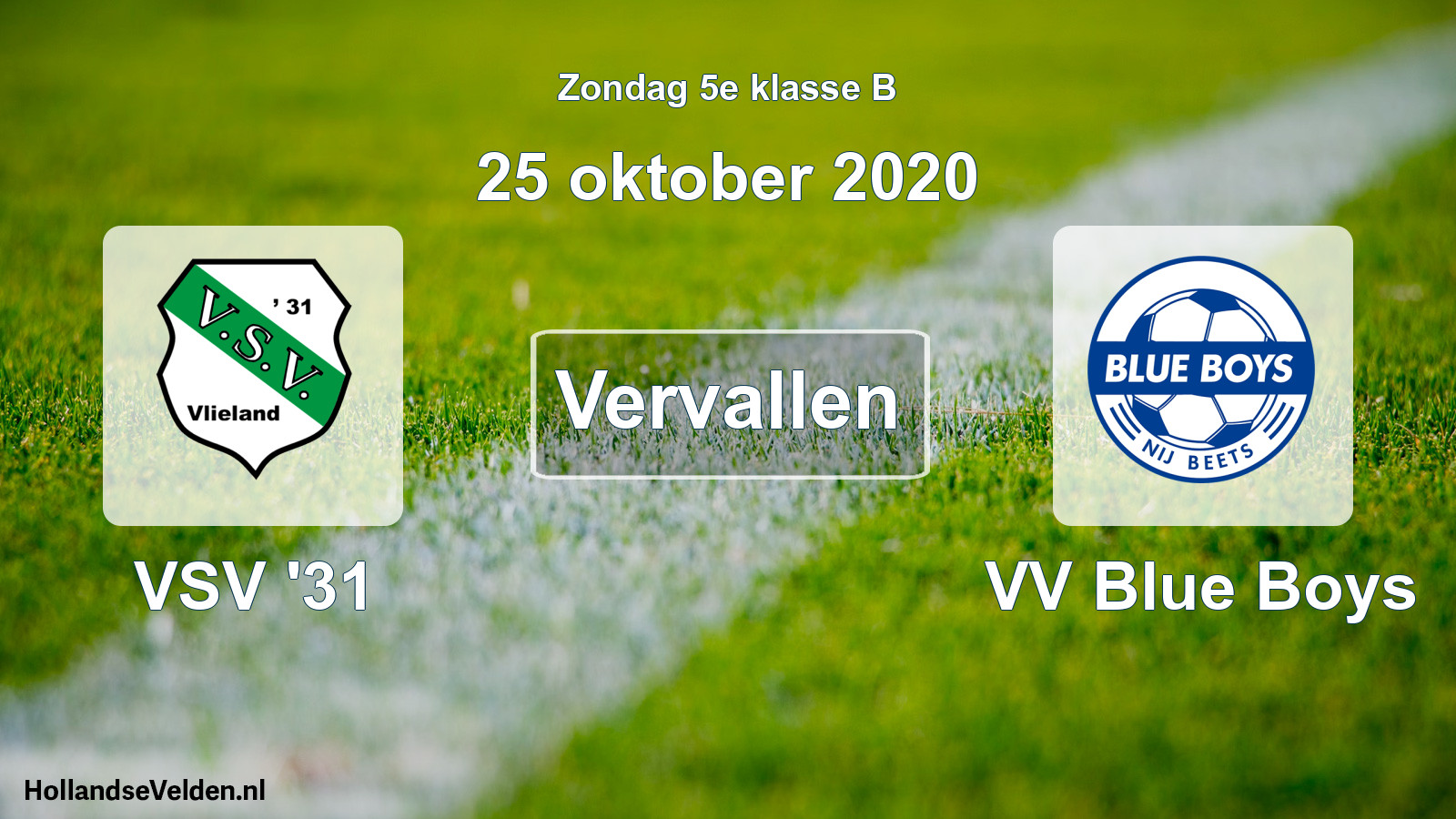 Scheduled Match: VSV '31 - VV Blue Boys (25 October 2020)
