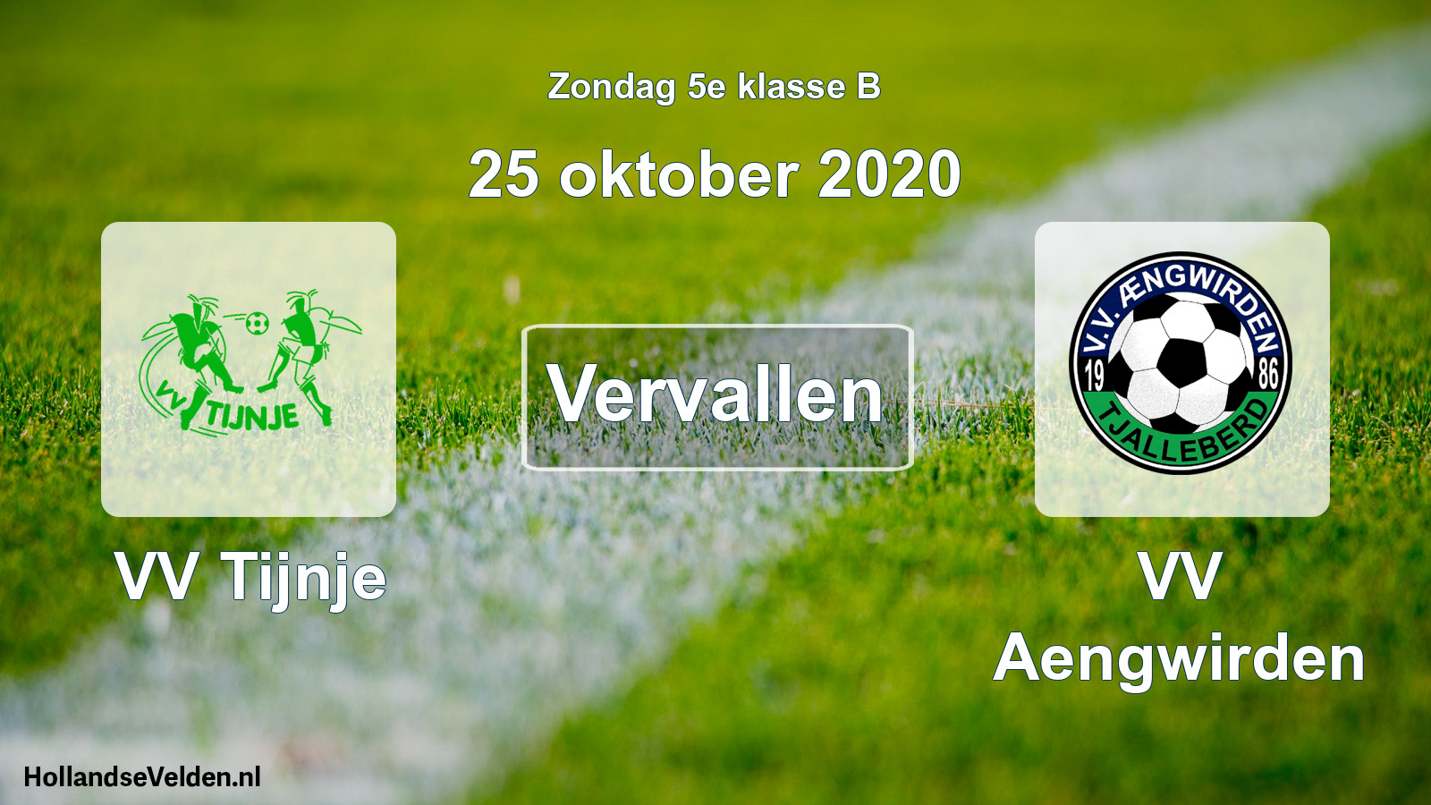Scheduled Match: VV Tijnje - VV Aengwirden (25 October 2020)