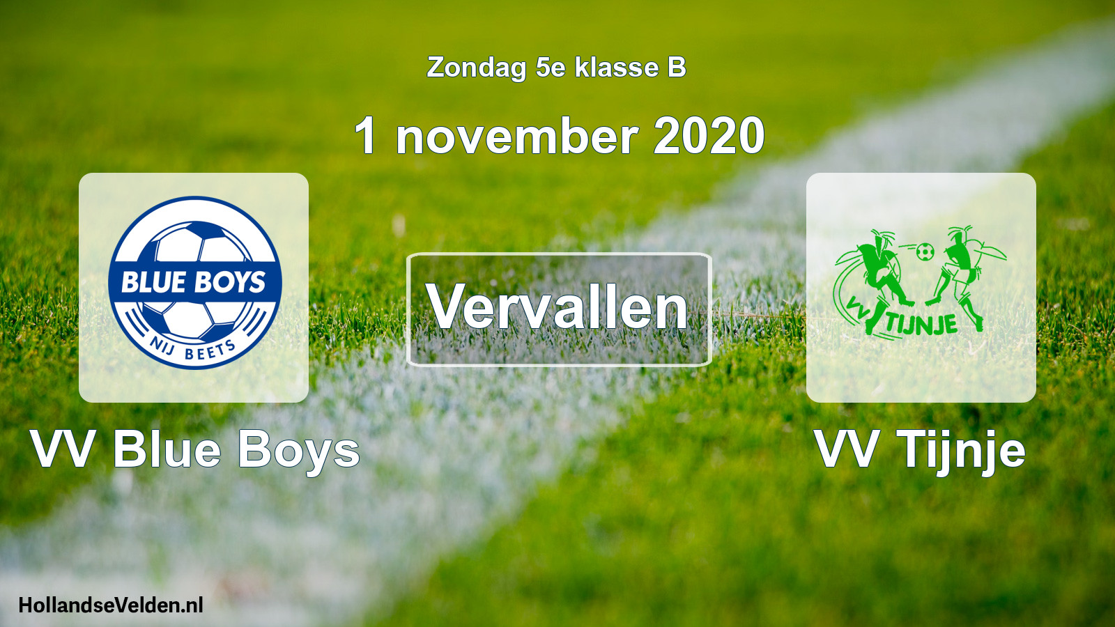 Scheduled Match: VV Blue Boys - VV Tijnje (1 November 2020)
