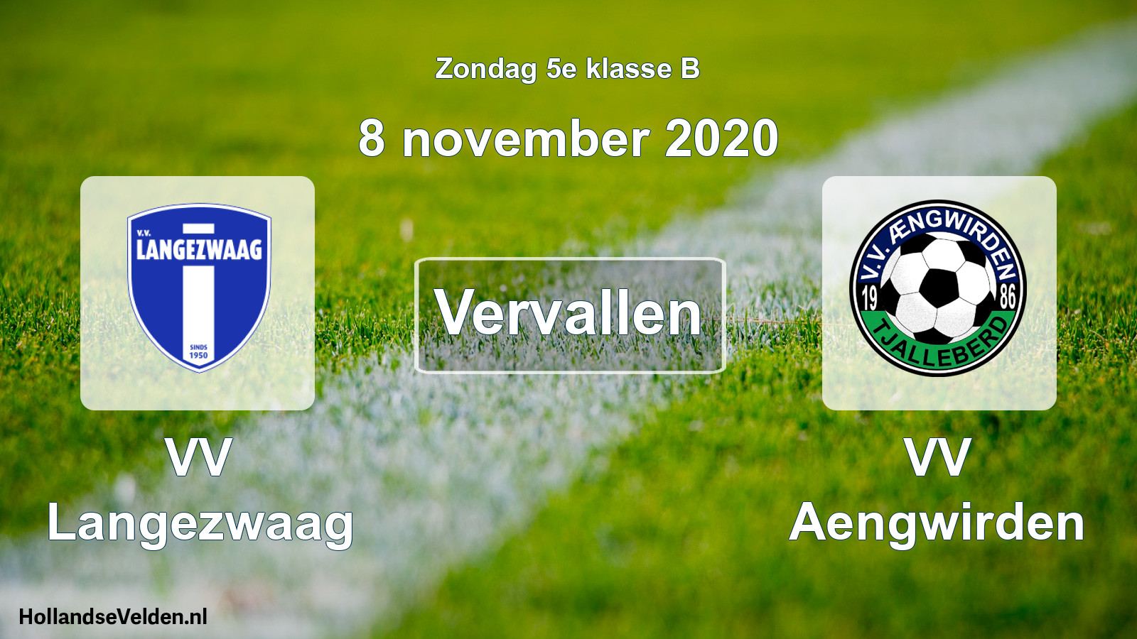 Scheduled Match: VV Langezwaag - VV Aengwirden (8 November 2020)
