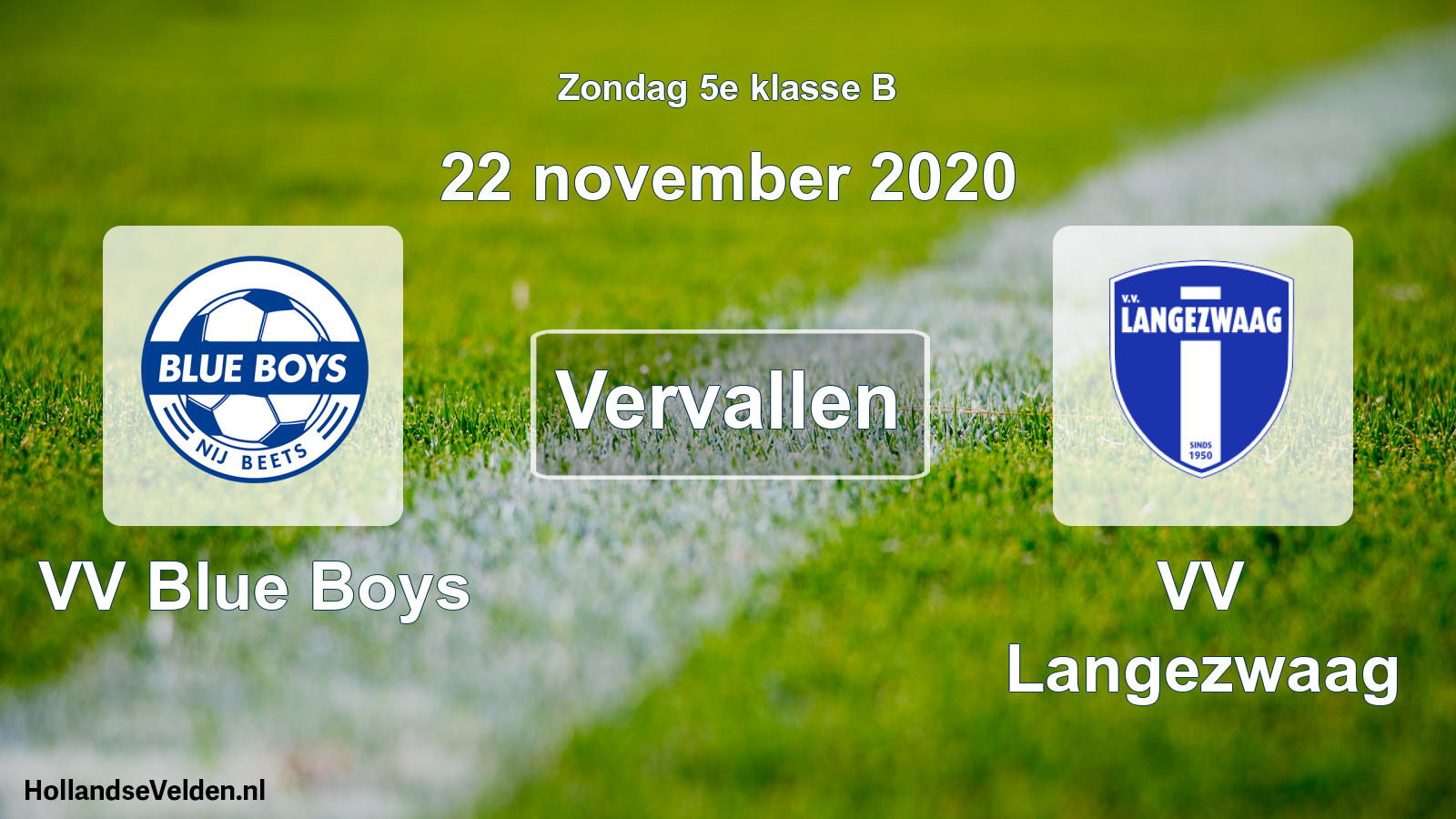 Scheduled Match: VV Blue Boys - VV Langezwaag (22 November 2020)