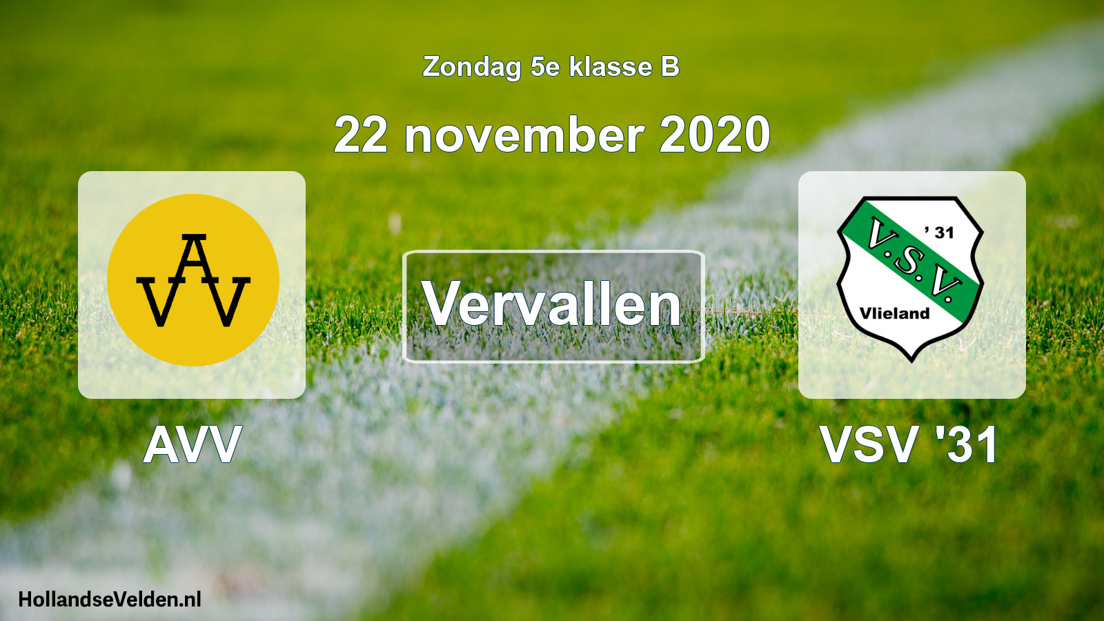Scheduled Match: AVV - VSV '31 (22 November 2020)