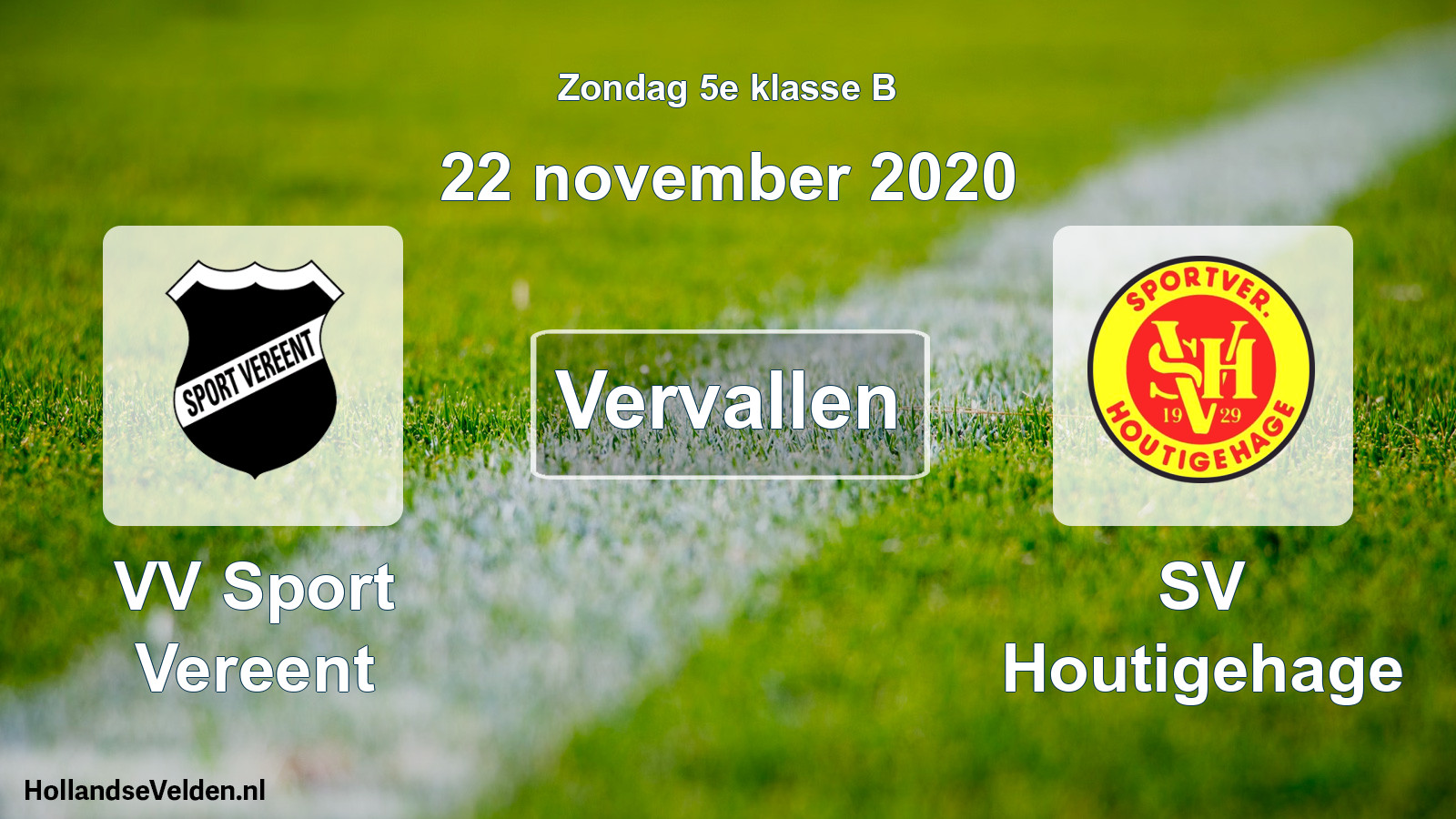 Scheduled Match: VV Sport Vereent - SV Houtigehage (22 November 2020)