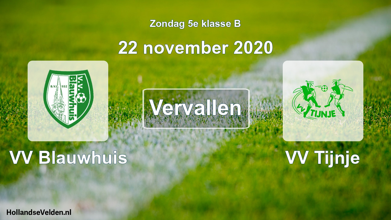 Scheduled Match: VV Blauwhuis - VV Tijnje (22 November 2020)
