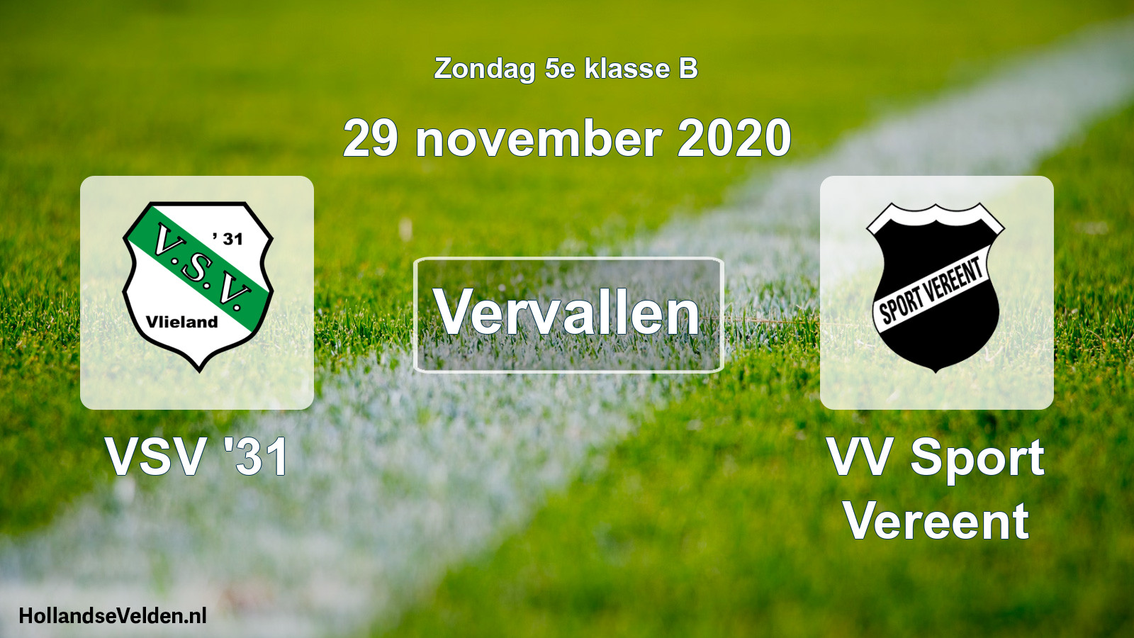 Scheduled Match: VSV '31 - VV Sport Vereent (29 November 2020)