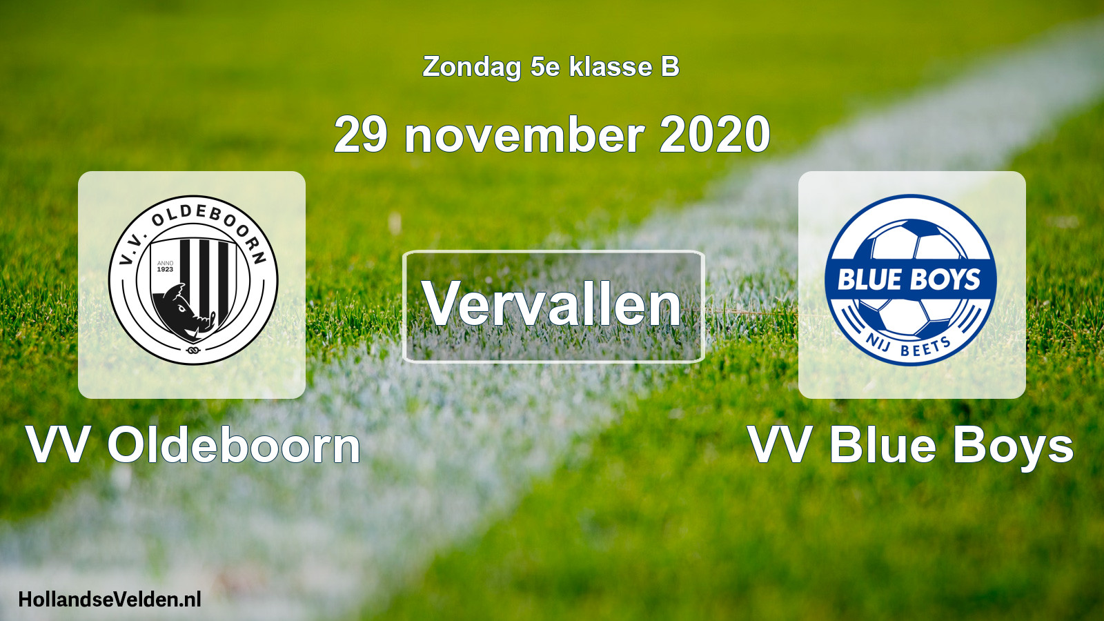 Scheduled Match: VV Oldeboorn - VV Blue Boys (29 November 2020)
