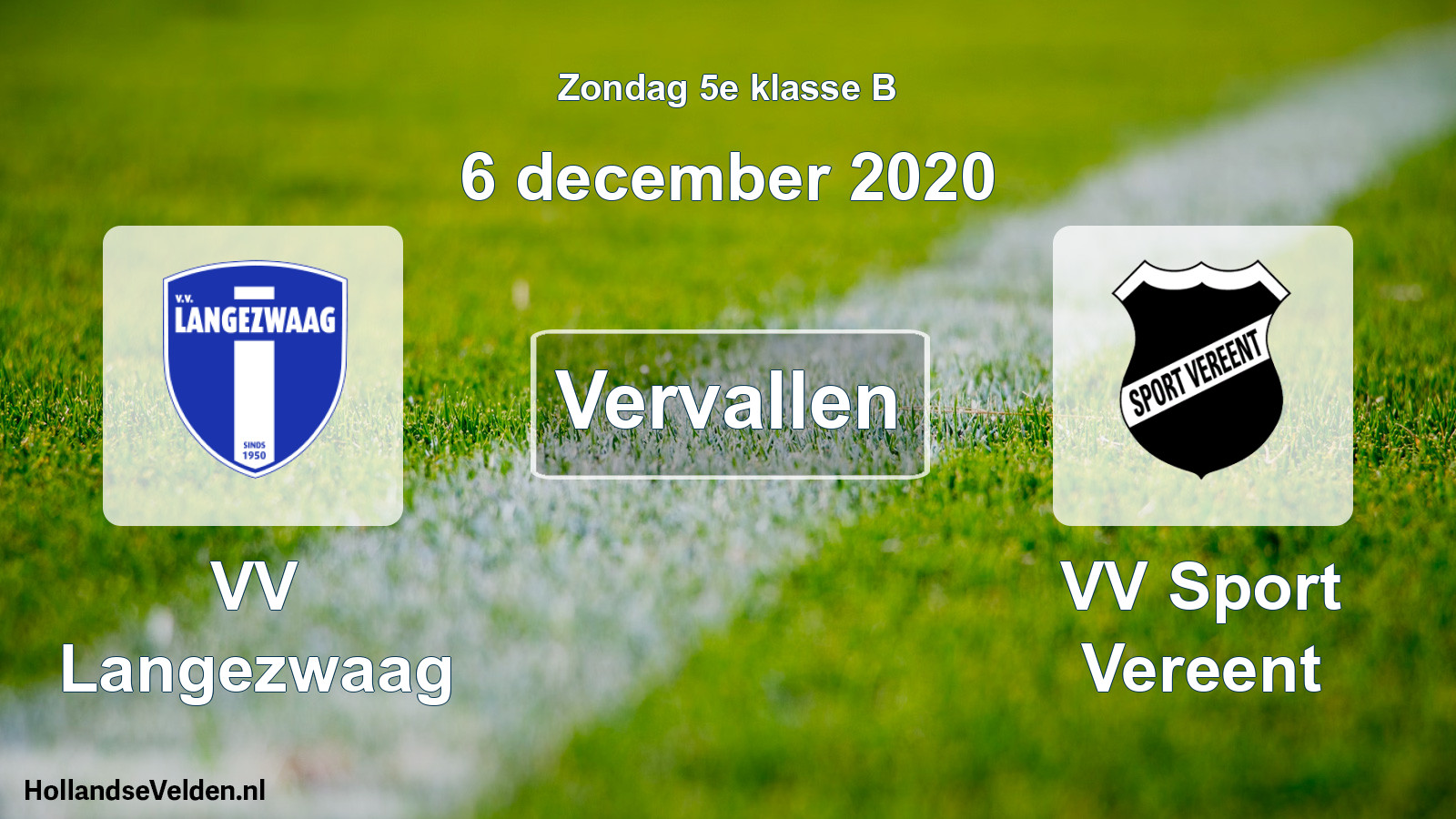 Scheduled Match: VV Langezwaag - VV Sport Vereent (6 December 2020)
