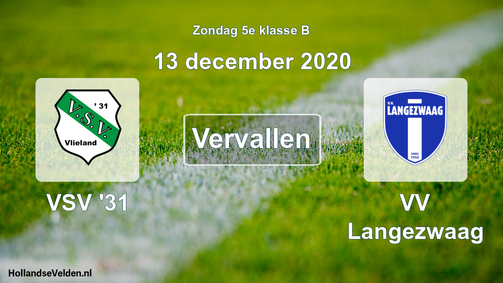 Scheduled Match: VSV '31 - VV Langezwaag (13 December 2020)
