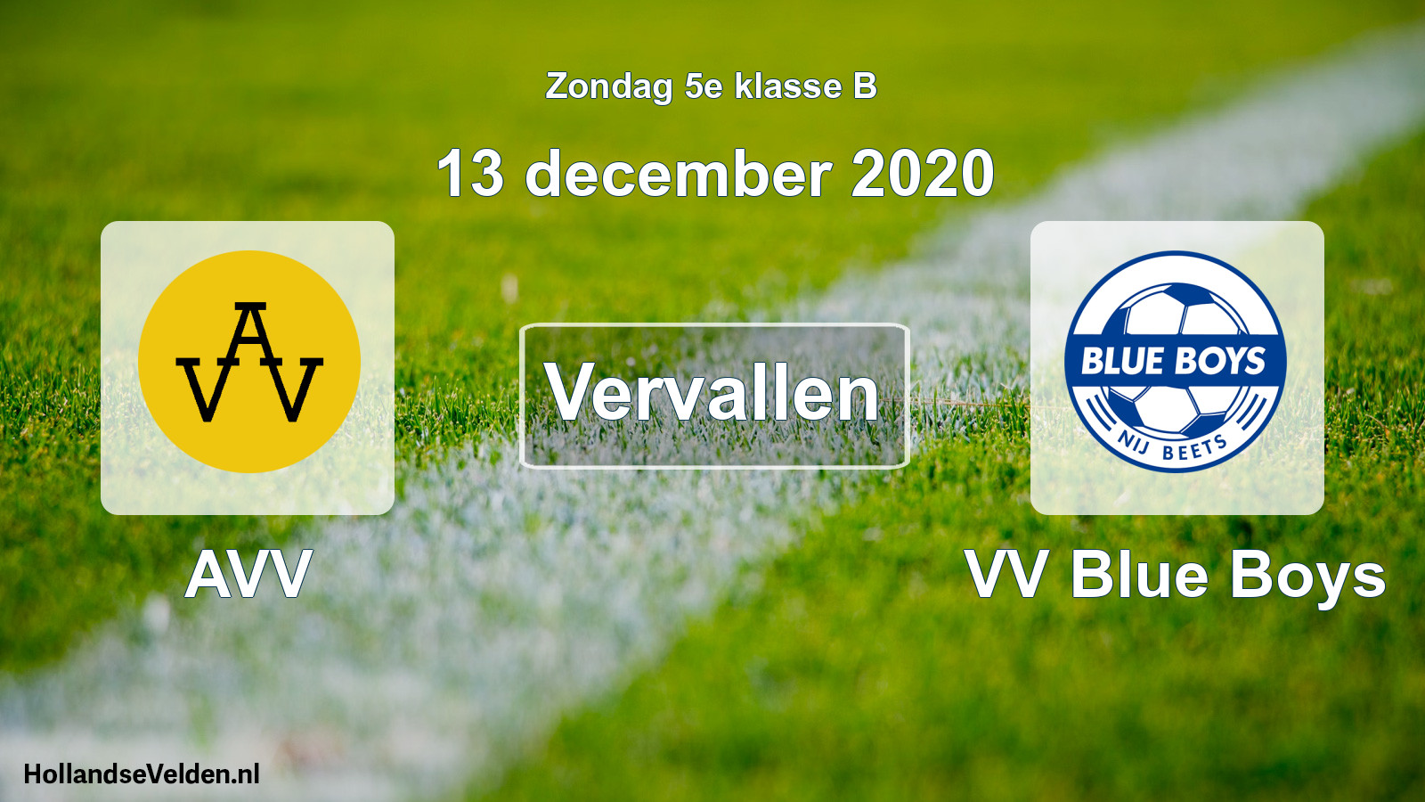 Scheduled Match: AVV - VV Blue Boys (13 December 2020)