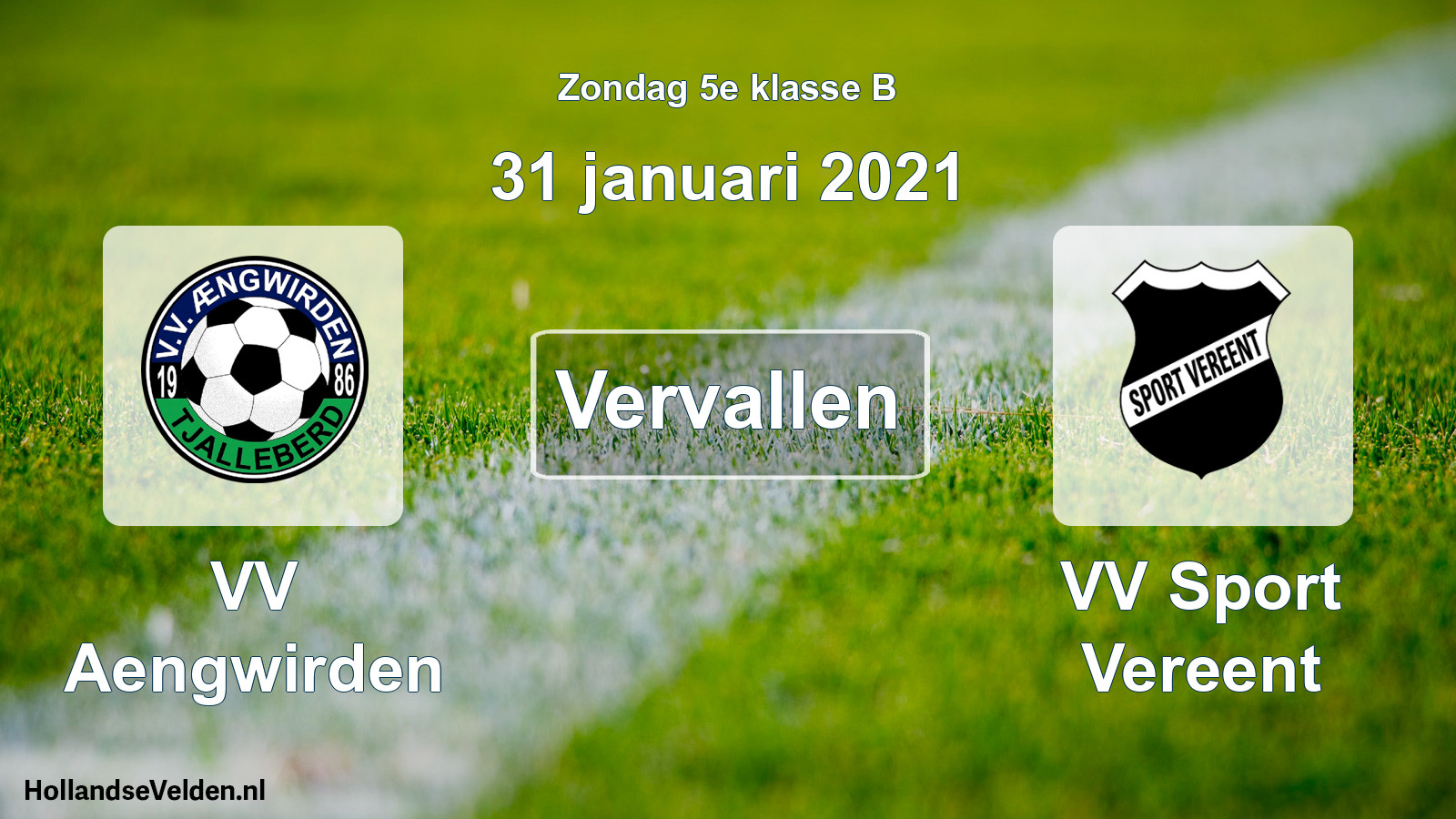 Scheduled Match: VV Aengwirden - VV Sport Vereent (31 January 2021)