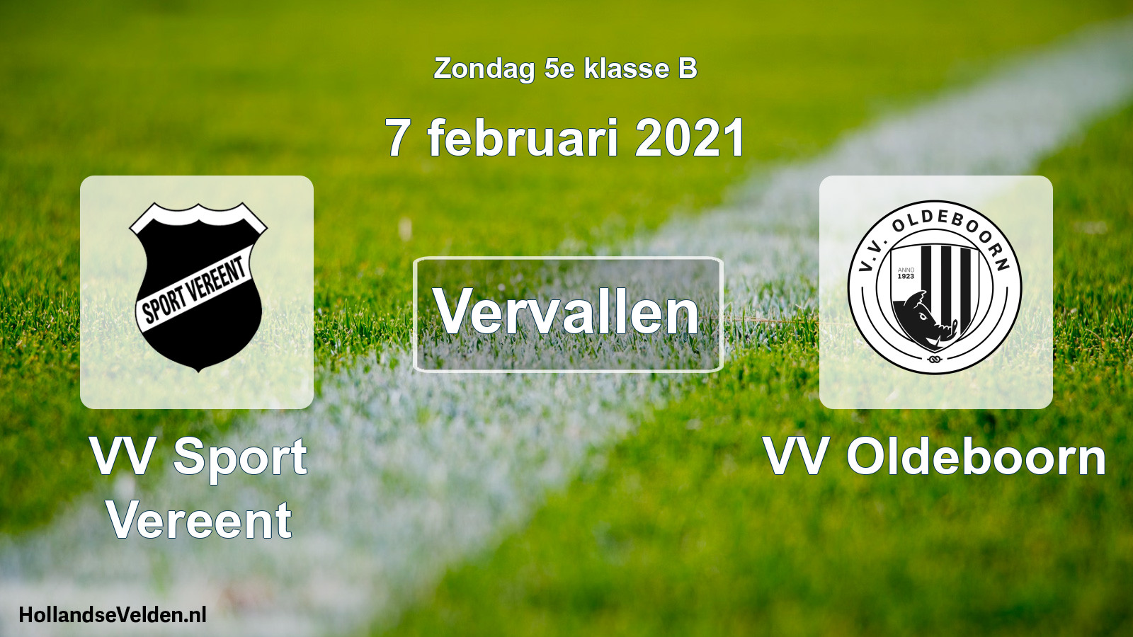 Scheduled Match: VV Sport Vereent - VV Oldeboorn (7 February 2021)
