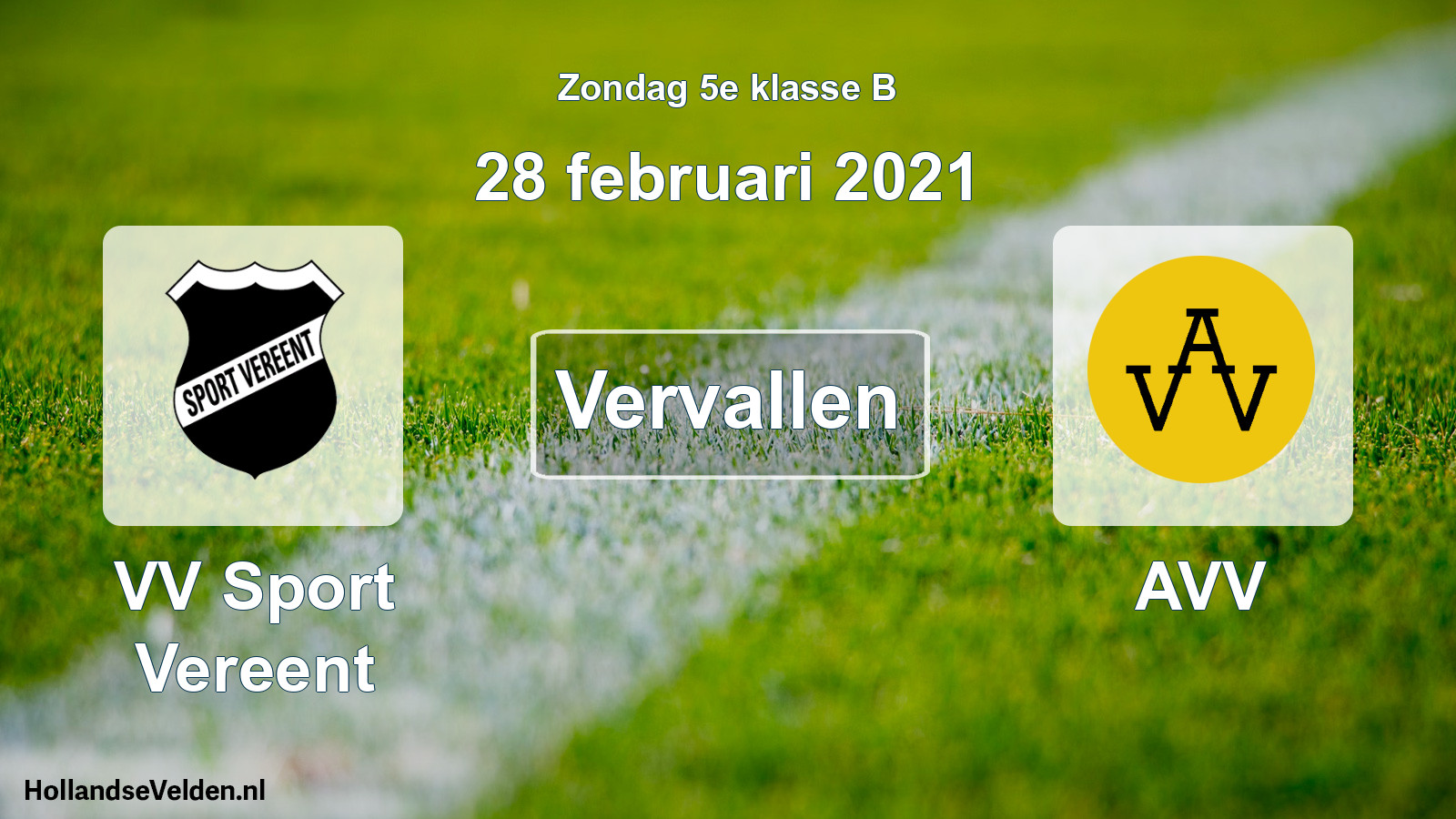 Scheduled Match: VV Sport Vereent - AVV (28 February 2021)