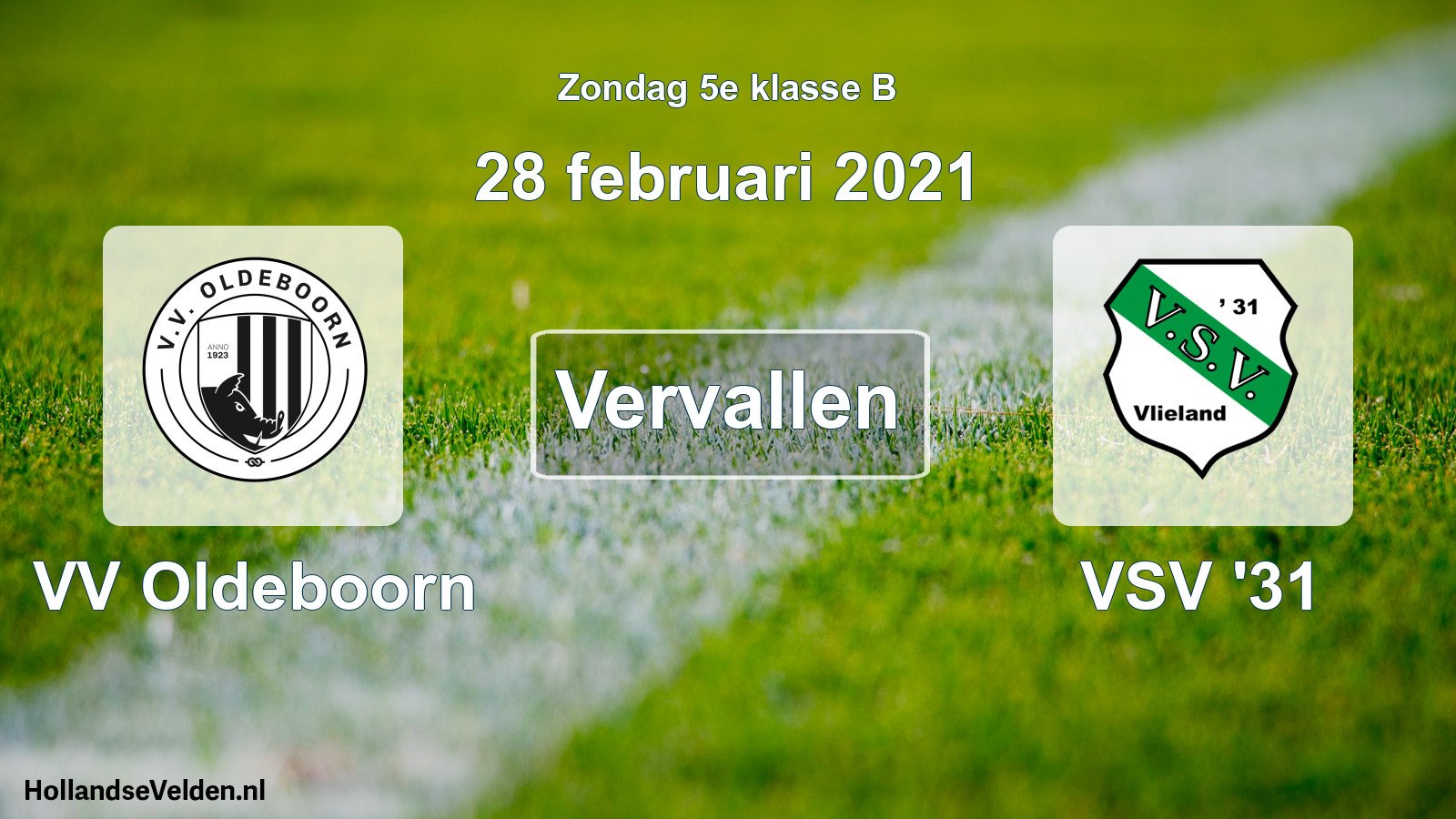 Scheduled Match: VV Oldeboorn - VSV '31 (28 February 2021)