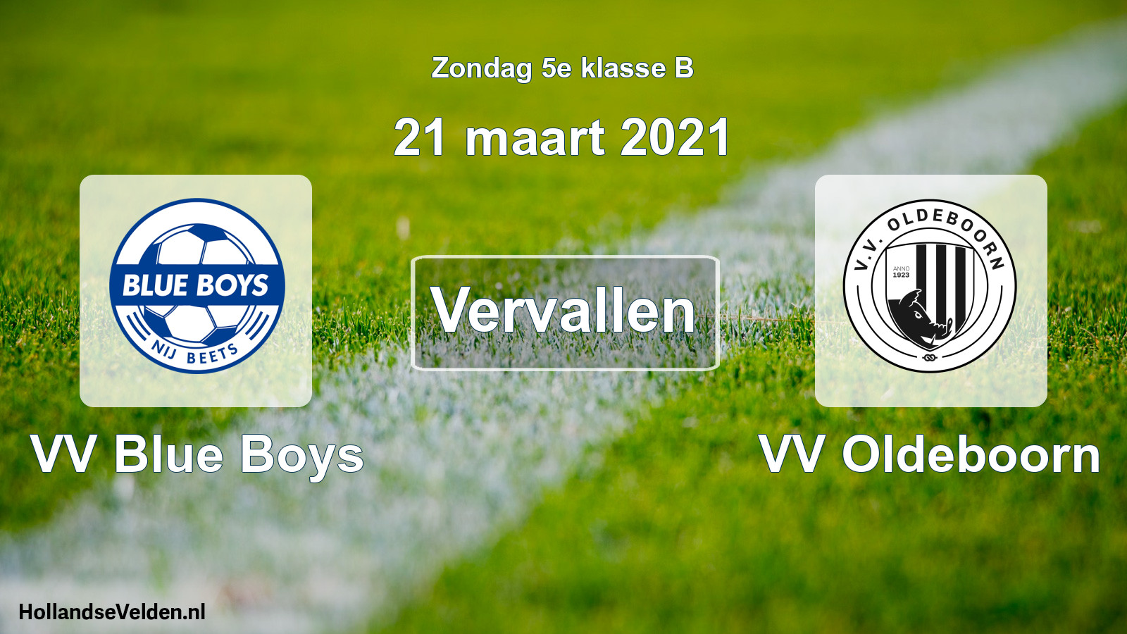 Scheduled Match: VV Blue Boys - VV Oldeboorn (21 March 2021)
