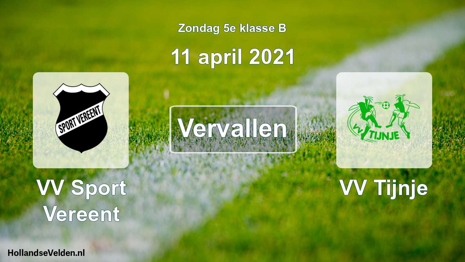 Scheduled Match: VV Sport Vereent - VV Tijnje (11 April 2021)