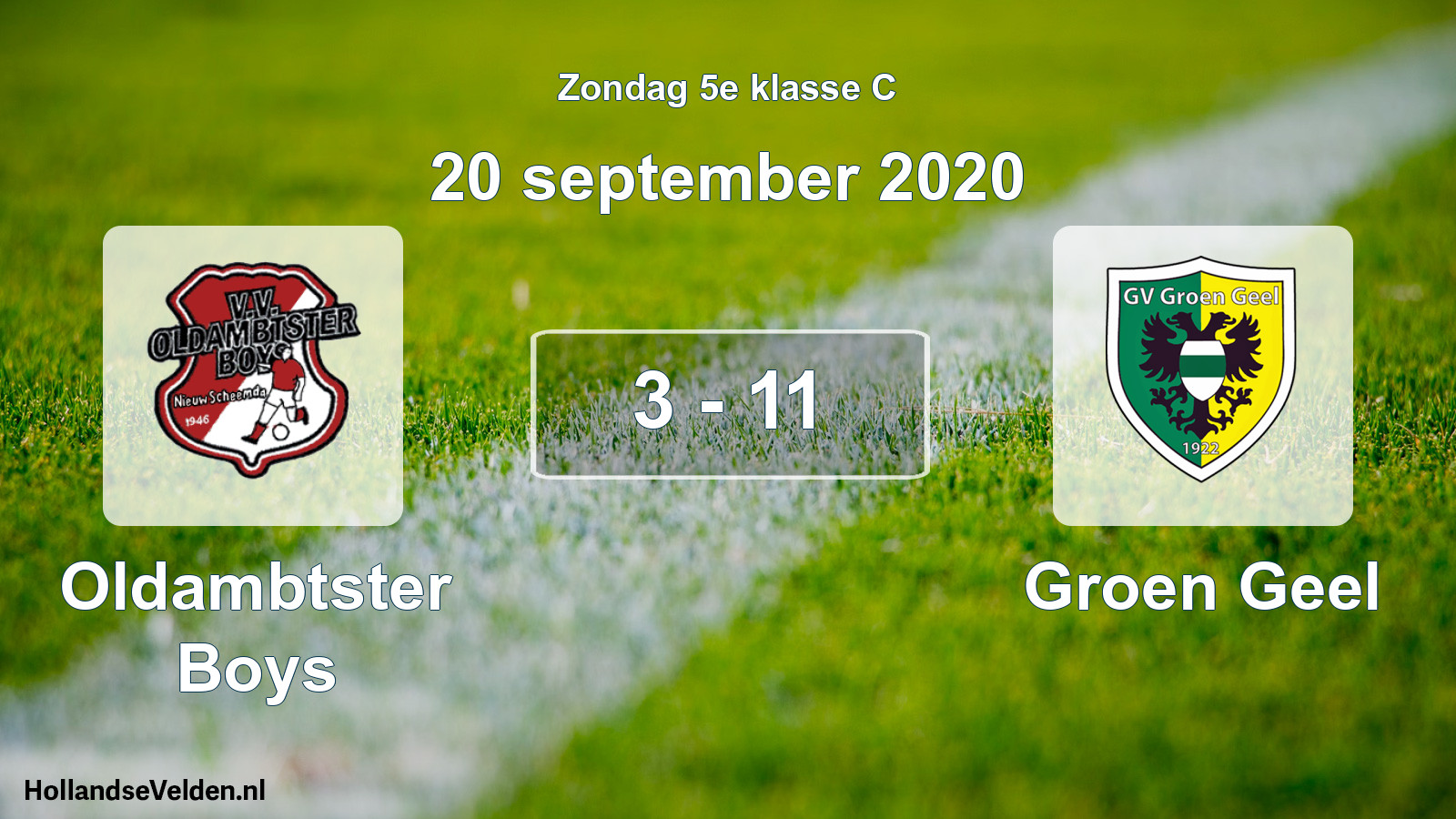 Total number of matches played: Oldambtster Boys - Groen Geel 3 - 11 (20 September 2020)