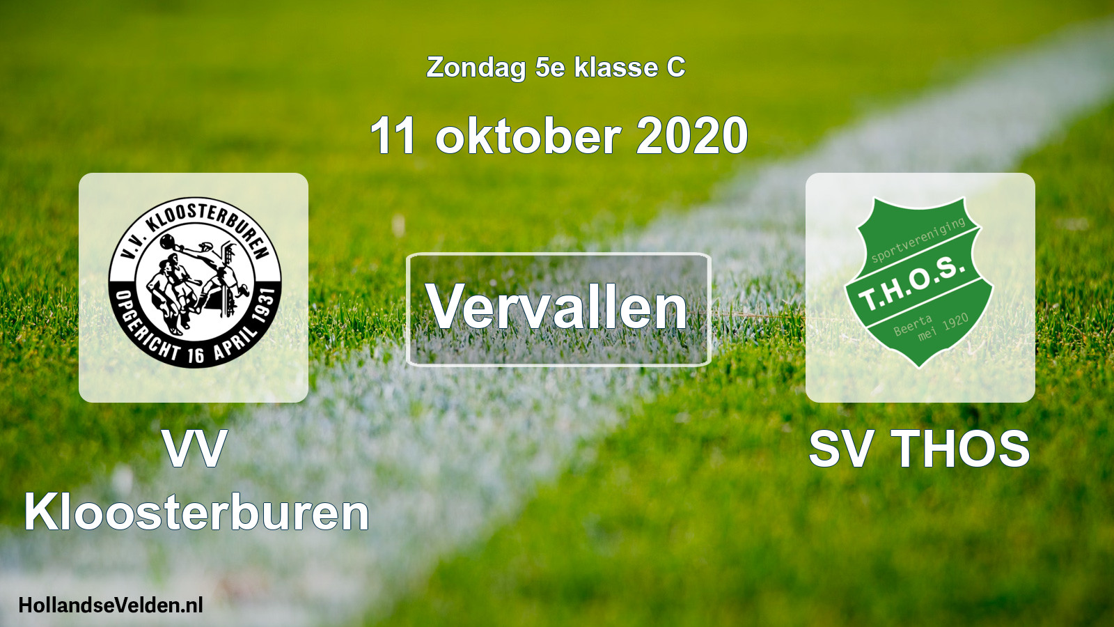 Scheduled Match: VV Kloosterburen - SV THOS (11 October 2020)