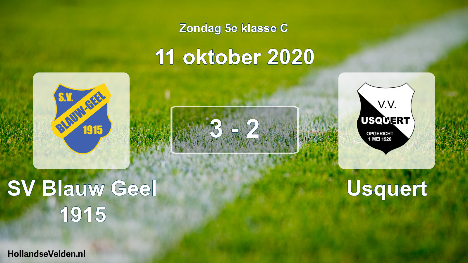 Total number of matches played: SV Blauw Geel 1915 - Usquert 3 - 2 (11 October 2020)