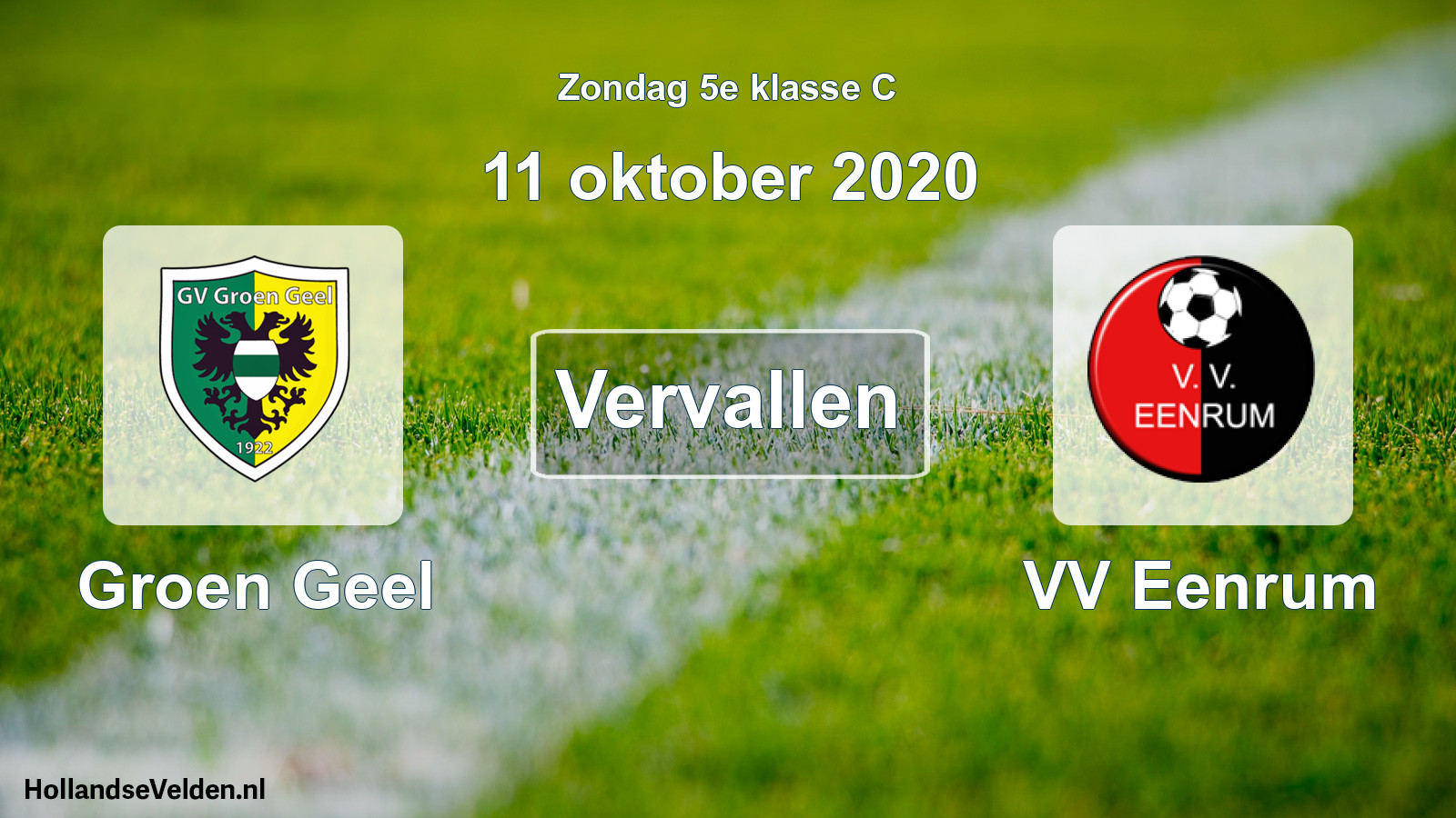 Scheduled Match: Groen Geel - VV Eenrum (11 October 2020)