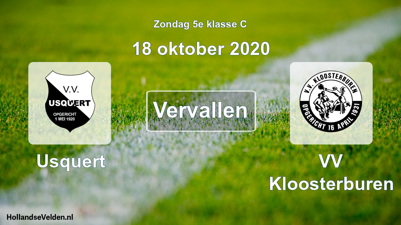 Scheduled Match: Usquert - VV Kloosterburen (18 October 2020)