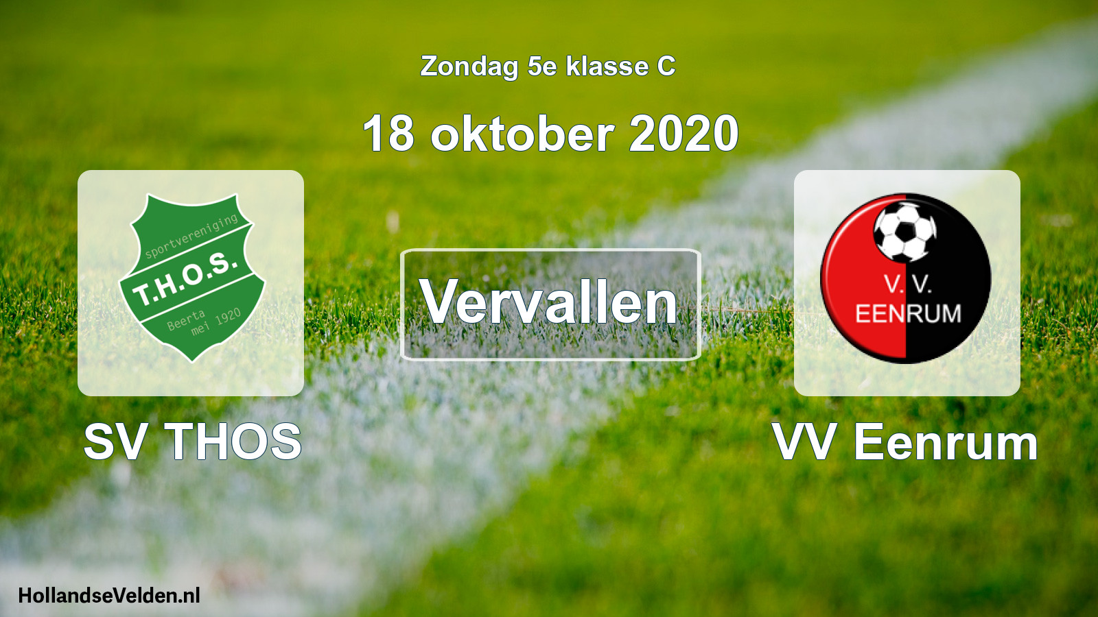 Scheduled Match: SV THOS - VV Eenrum (18 October 2020)