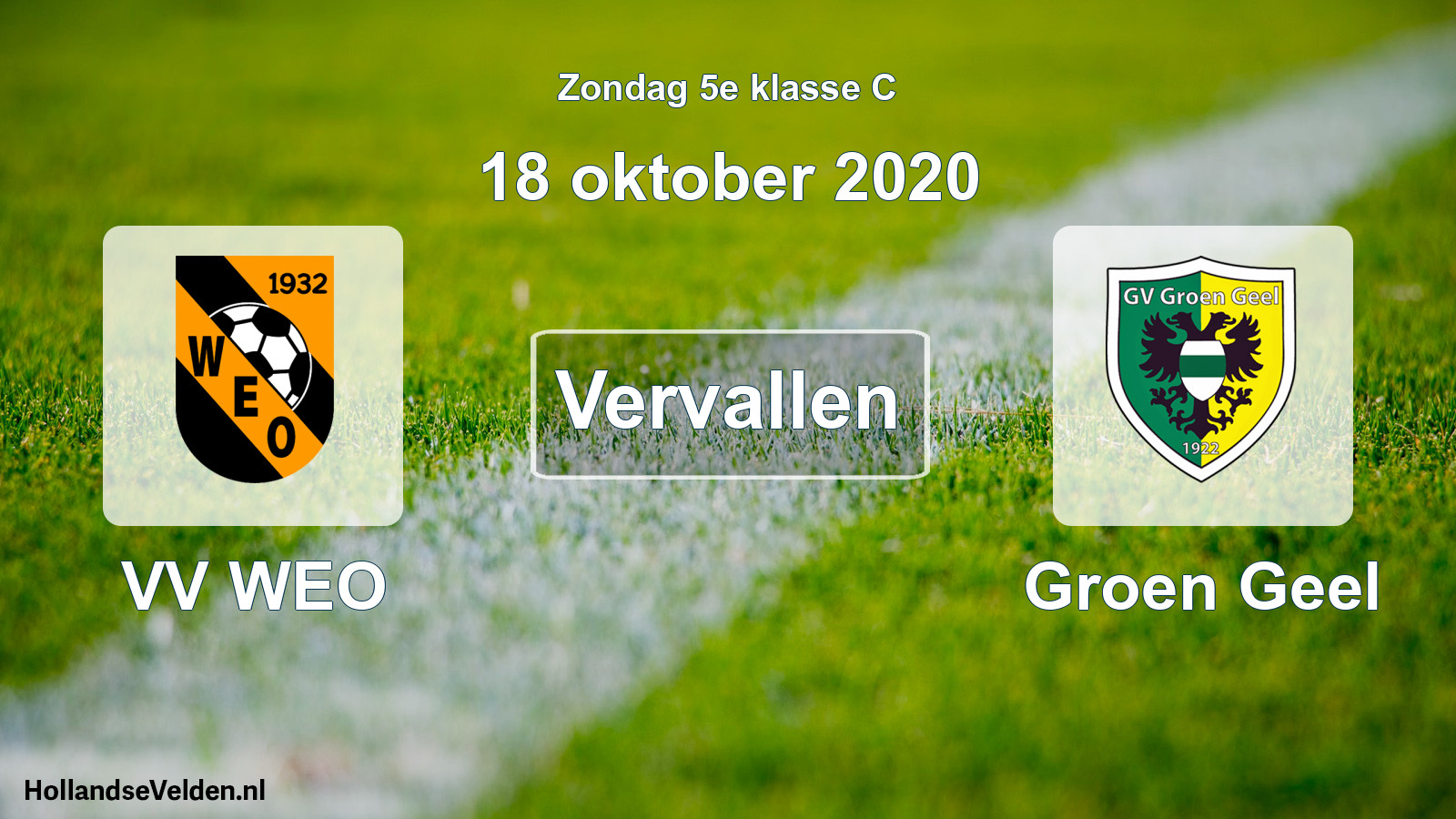 Scheduled Match: VV WEO - Groen Geel (18 October 2020)