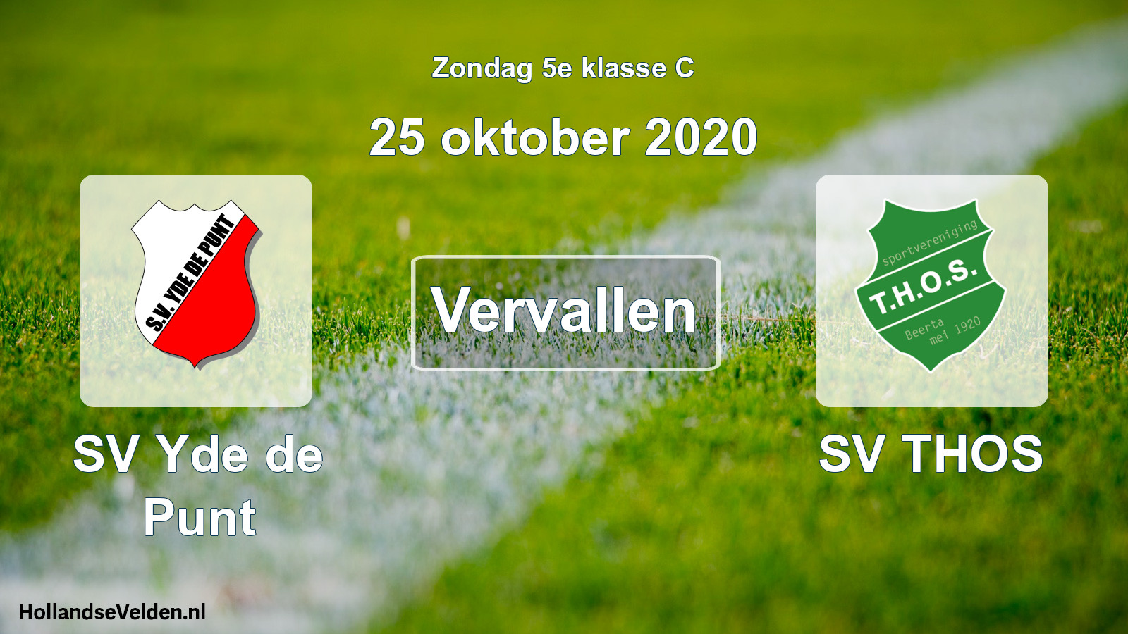 Scheduled Match: SV Yde de Punt - SV THOS (25 October 2020)