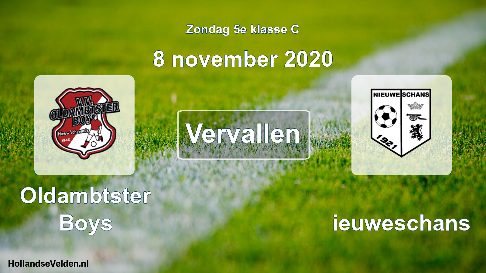 Scheduled Match: Oldambtster Boys - Nieuweschans (8 November 2020)