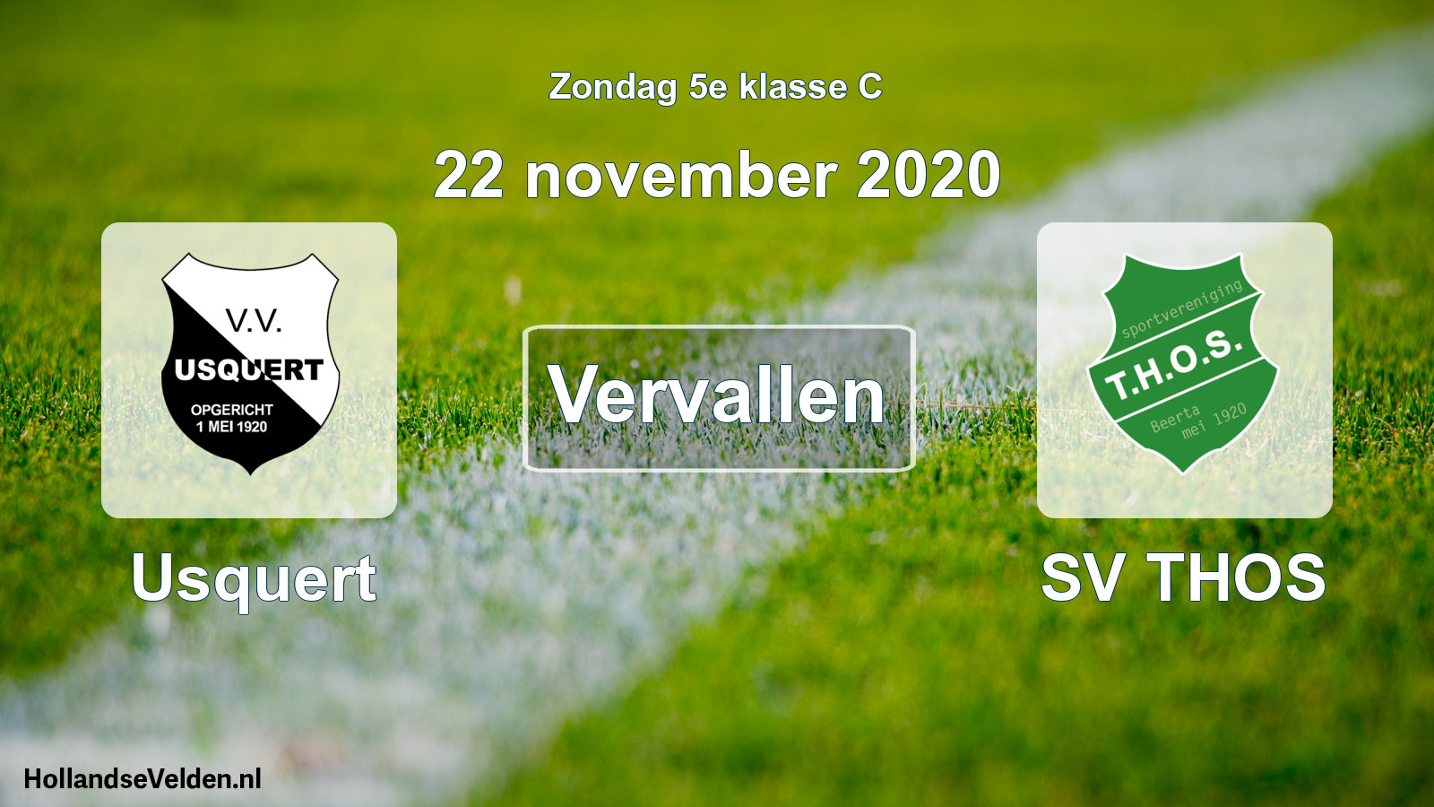 Scheduled Match: Usquert - SV THOS (22 November 2020)