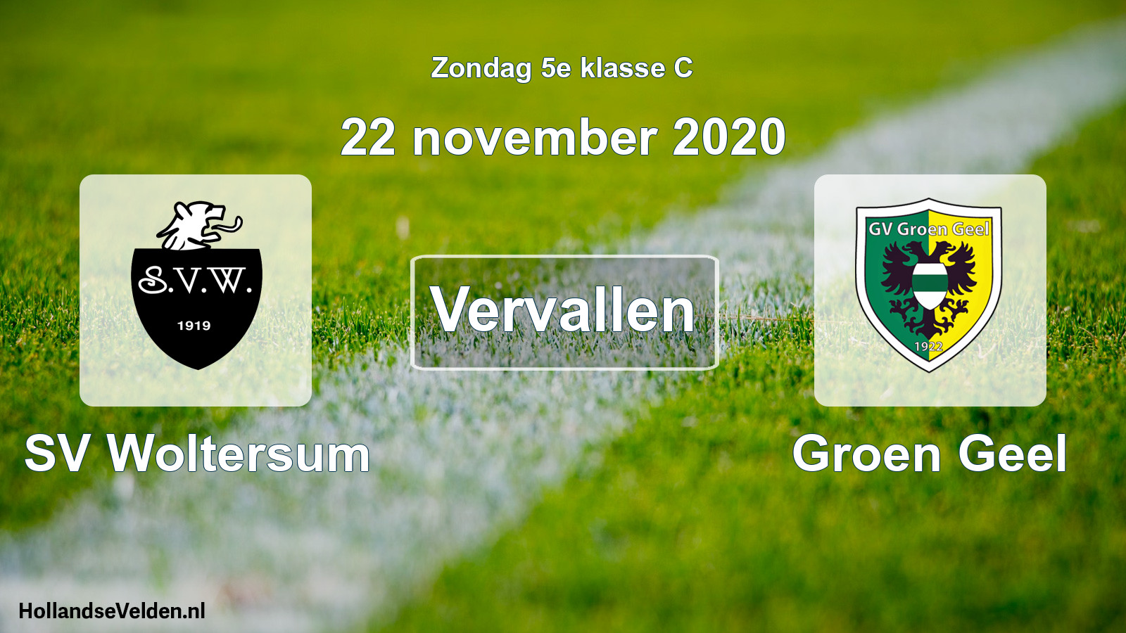 Scheduled Match: SV Woltersum - Groen Geel (22 November 2020)