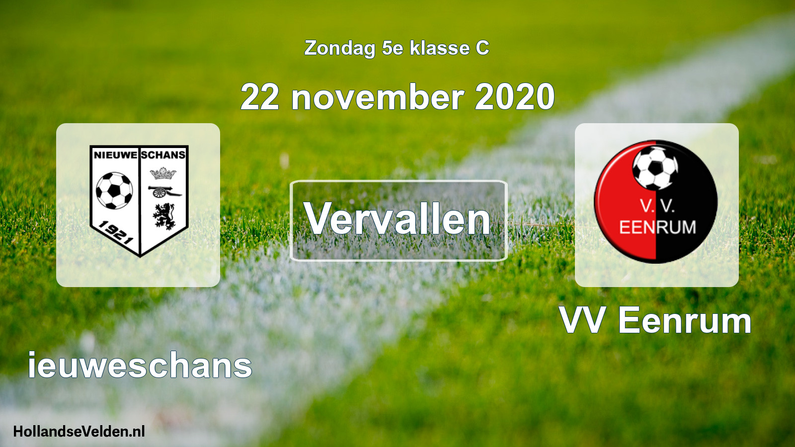 Scheduled Match: Nieuweschans - VV Eenrum (22 November 2020)