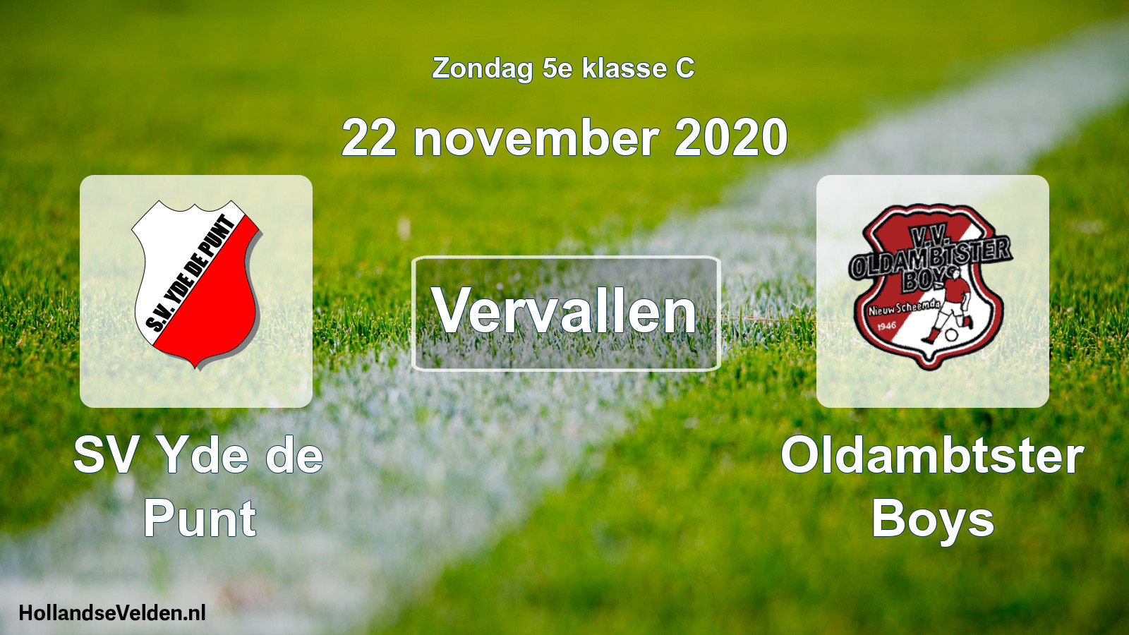 Scheduled Match: SV Yde de Punt - Oldambtster Boys (22 November 2020)