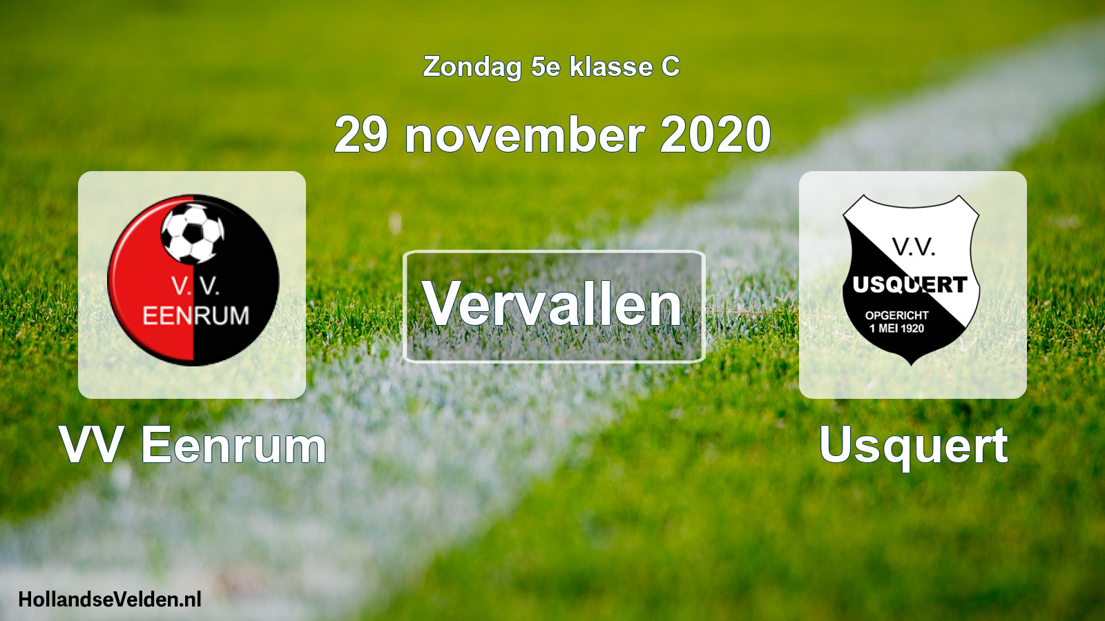 Scheduled Match: VV Eenrum - Usquert (29 November 2020)