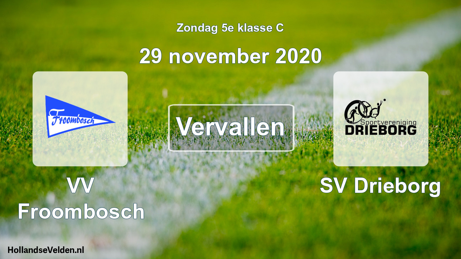 Scheduled Match: VV Froombosch - SV Drieborg (29 November 2020)