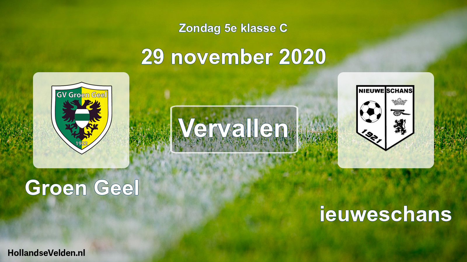 Scheduled Match: Groen Geel - Nieuweschans (29 November 2020)